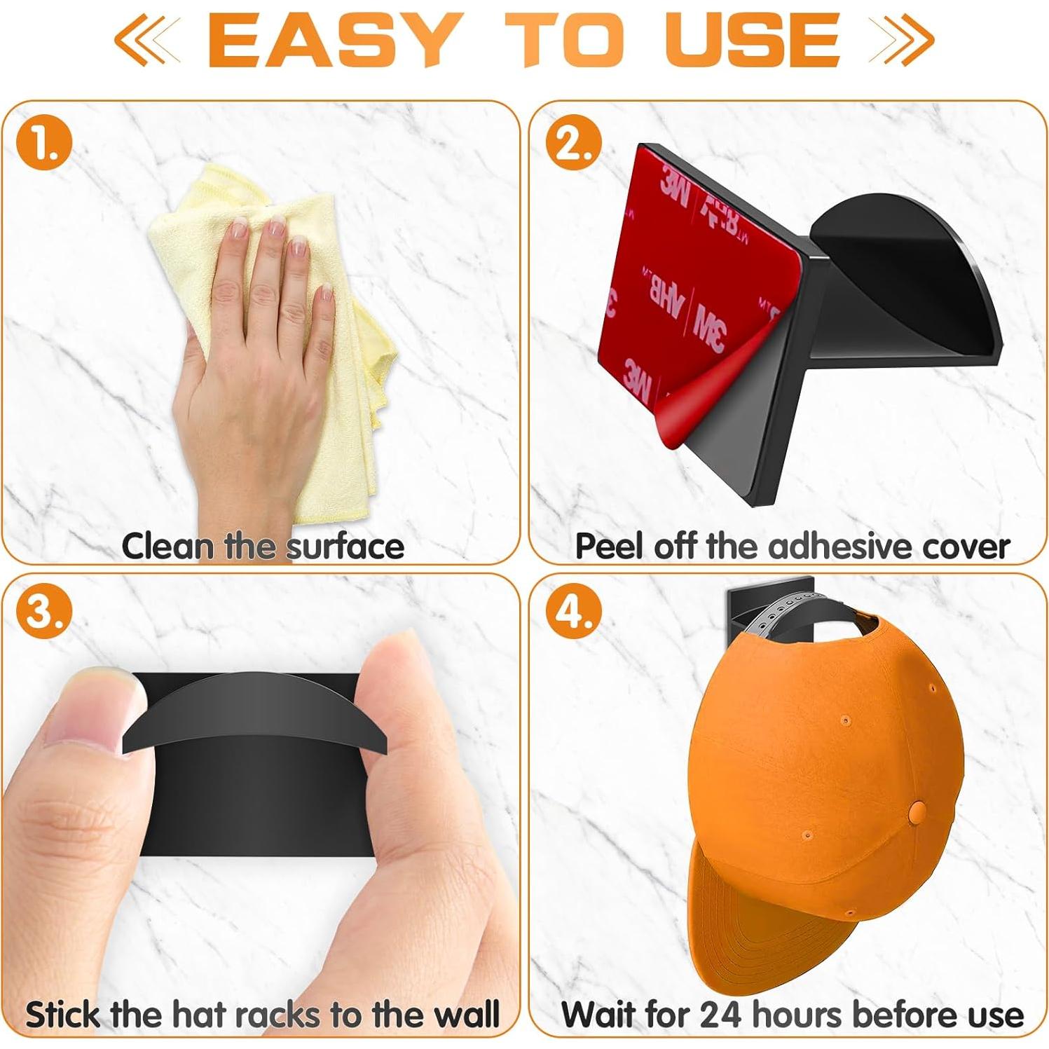 Ganchos Adhesivos para Sombreros Qteeyou 12 PCS Negro Minimalista