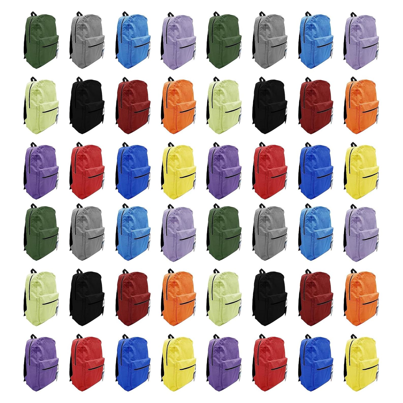 Paquete de 48 mochilas de 43 cm con cremallera - Colores surtidos