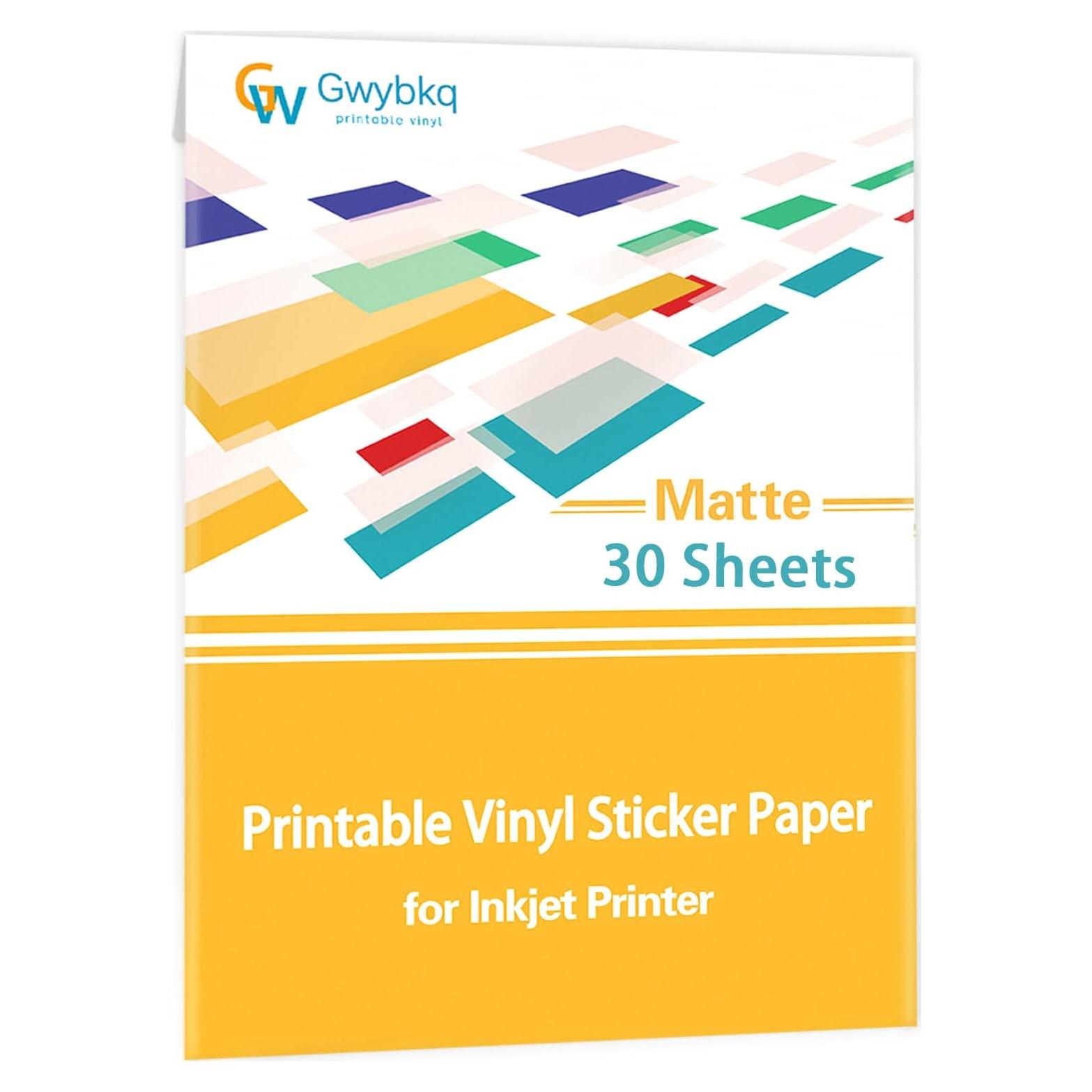 Papel de Etiquetas de Vinilo Mate Gwybkq 30 Hojas 21x28 cm