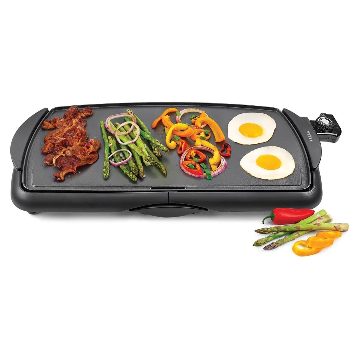 Plancha Eléctrica BELLA 1500W Antiadherente 29.5x58cm Negra