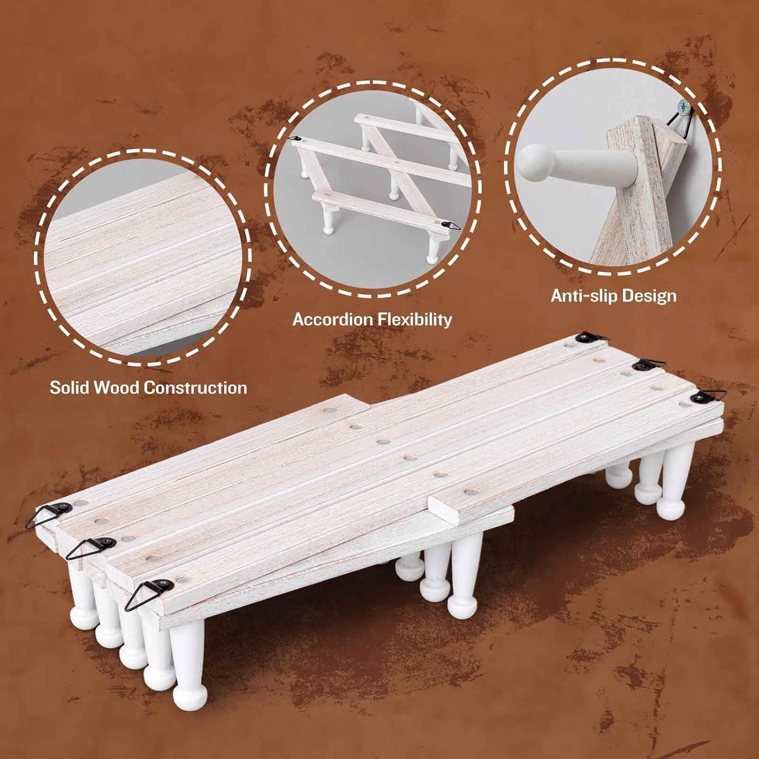 Perchero de pared SCUNDA rústico 16 ganchos madera blanca