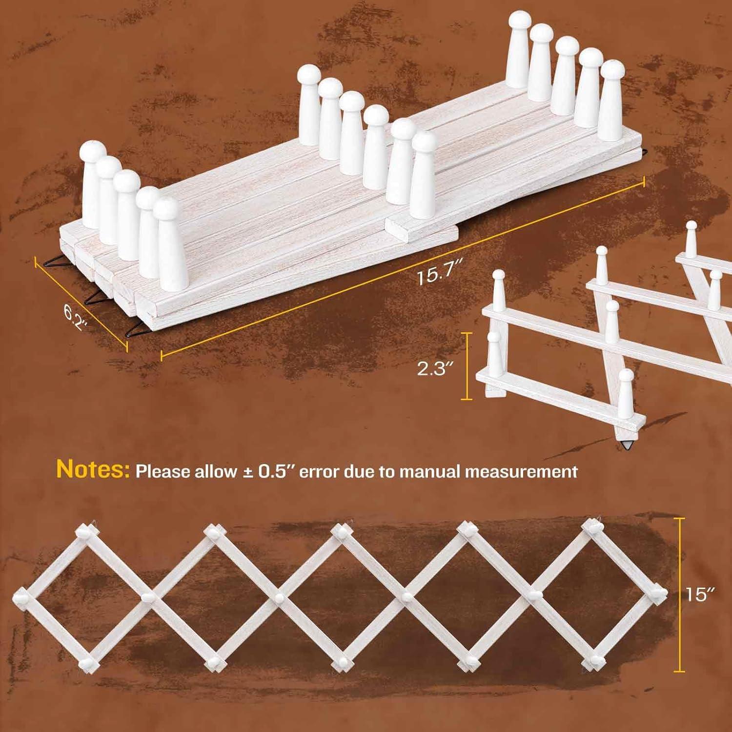 Perchero de pared SCUNDA rústico 16 ganchos madera blanca