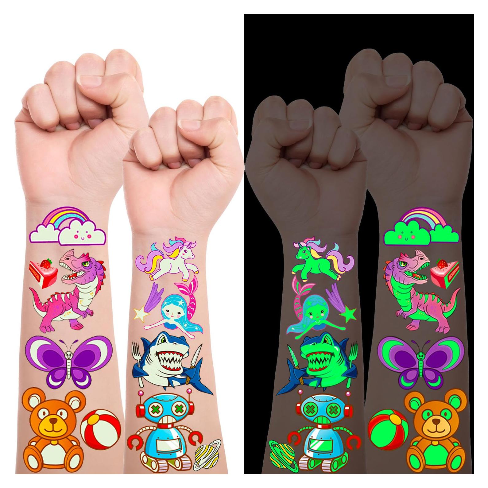 400 Tatuajes Temporales Luminiscentes AIRNOGO para Niños