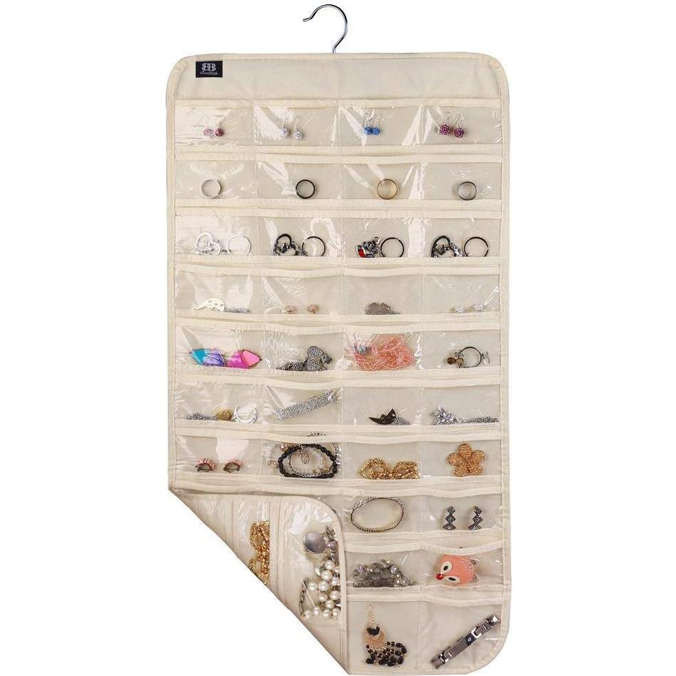 Organizador de Joyería Colgante BB Brotrade 80 Bolsillos Beige