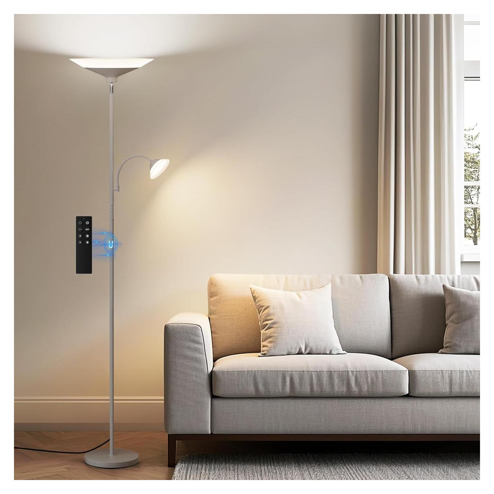 Lámpara de Pie Torchiere SIBRILLE 34W Gris Plateado Regulable