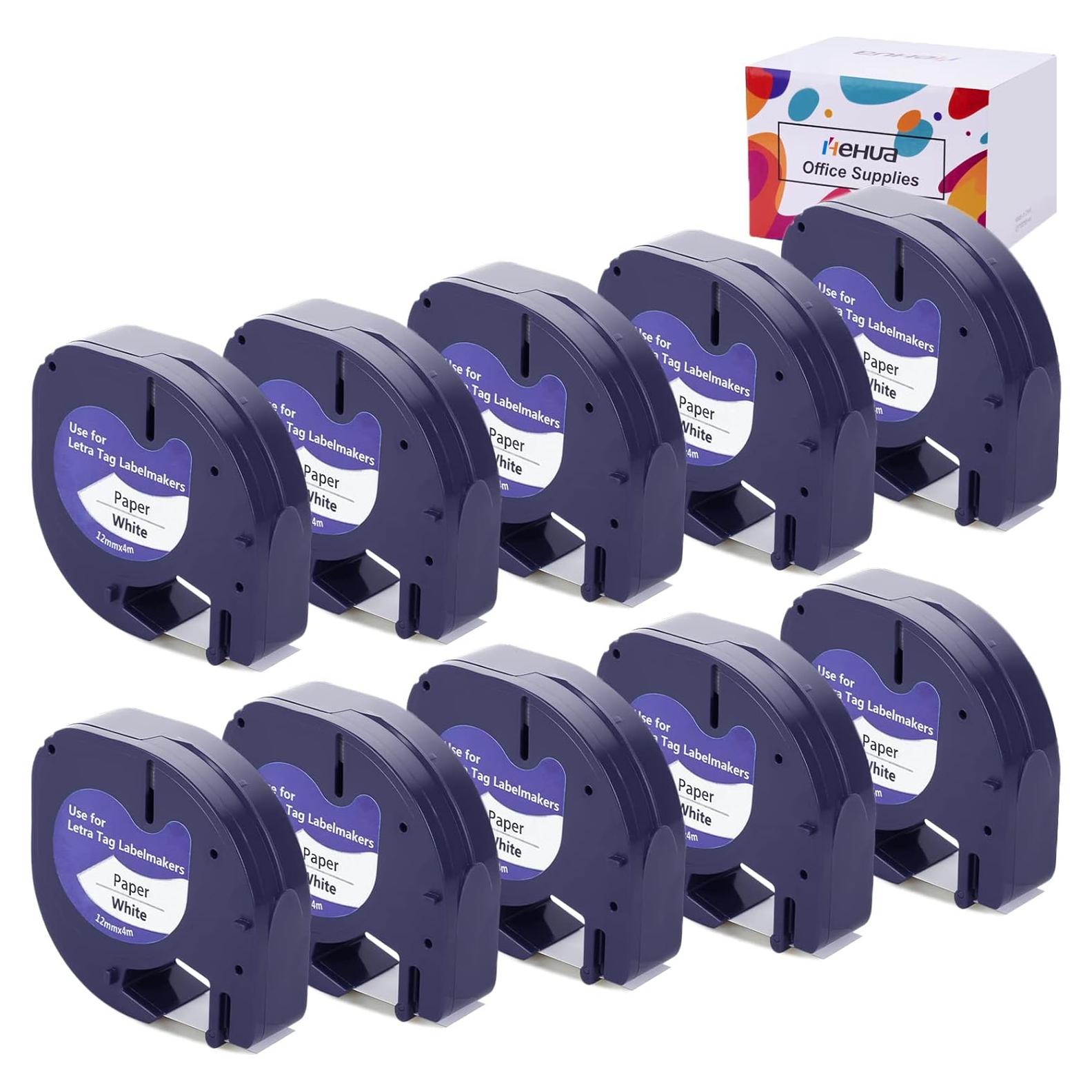 Recarga Cinta Etiquetadora Hehua 10PK 12mm x 4m Negro Blanco