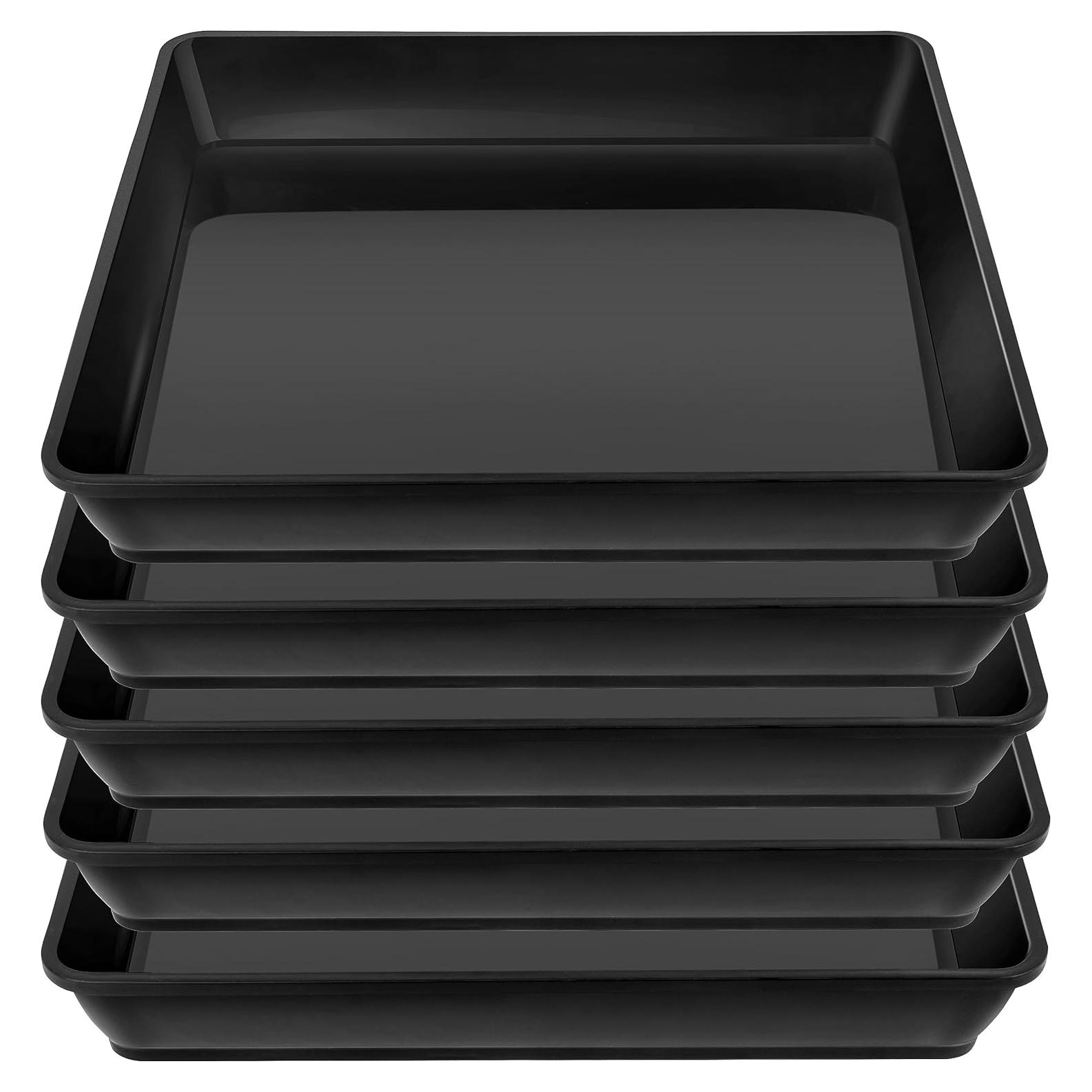 Plato Cuadrado para Plantas 6" Negro - 5 Paquete de Plástico