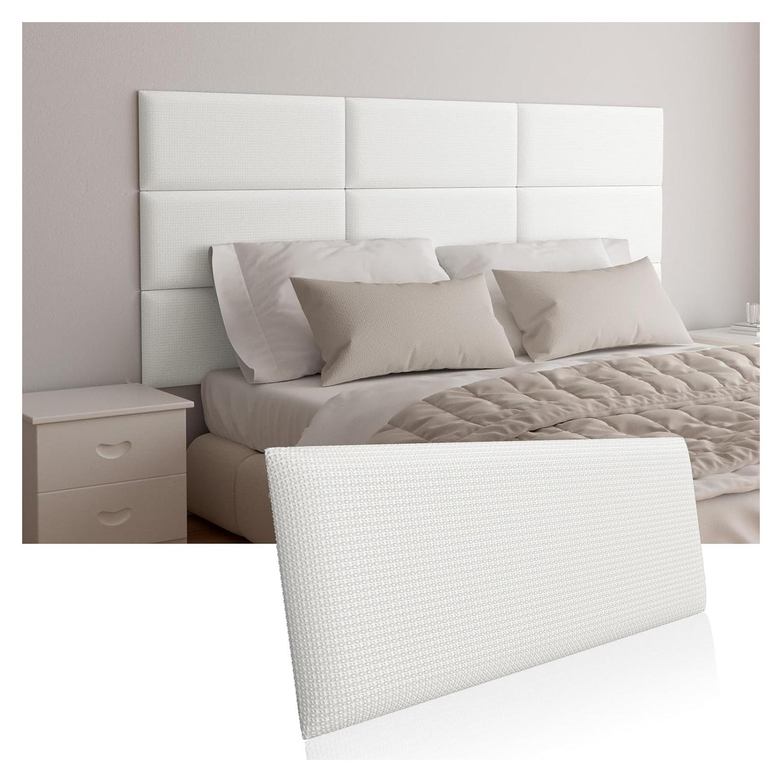 Cabecera Tapizada Beige Greymond 4 Piezas Acolchada Adhesiva