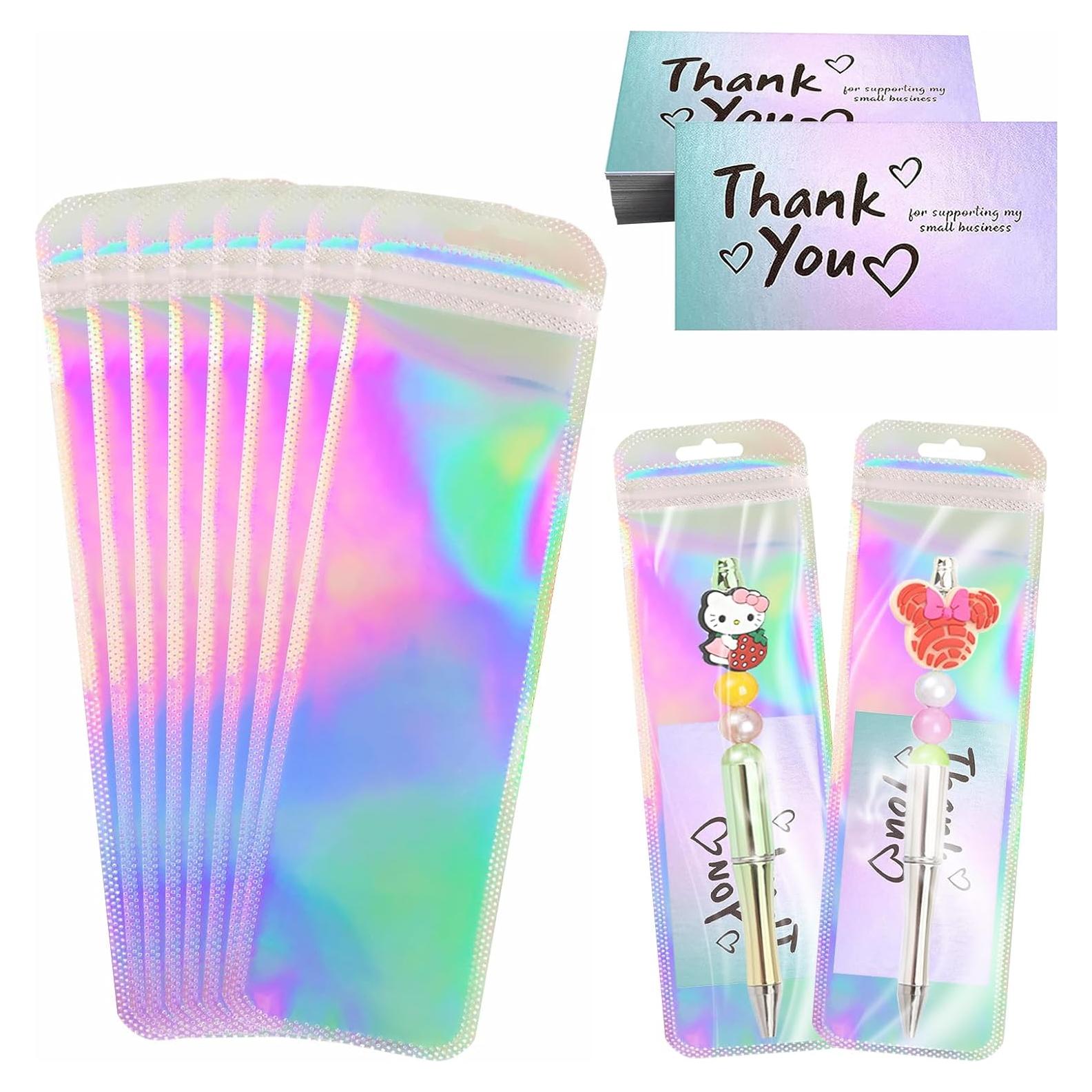 Bolsas de Empaque Holográficas LEEO 100 Pcs con Tarjetas