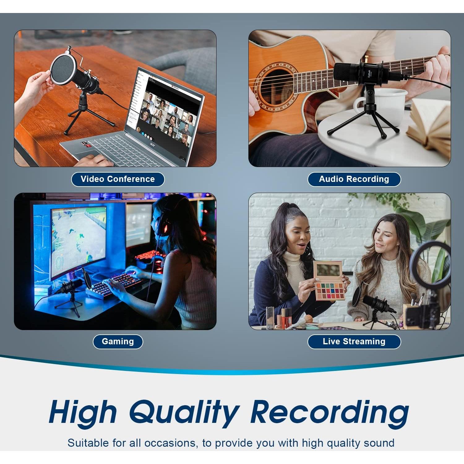 Micrófono de Condensador USB Daffodil MCP200 - Omnidireccional con Soporte y Filtro Antipop