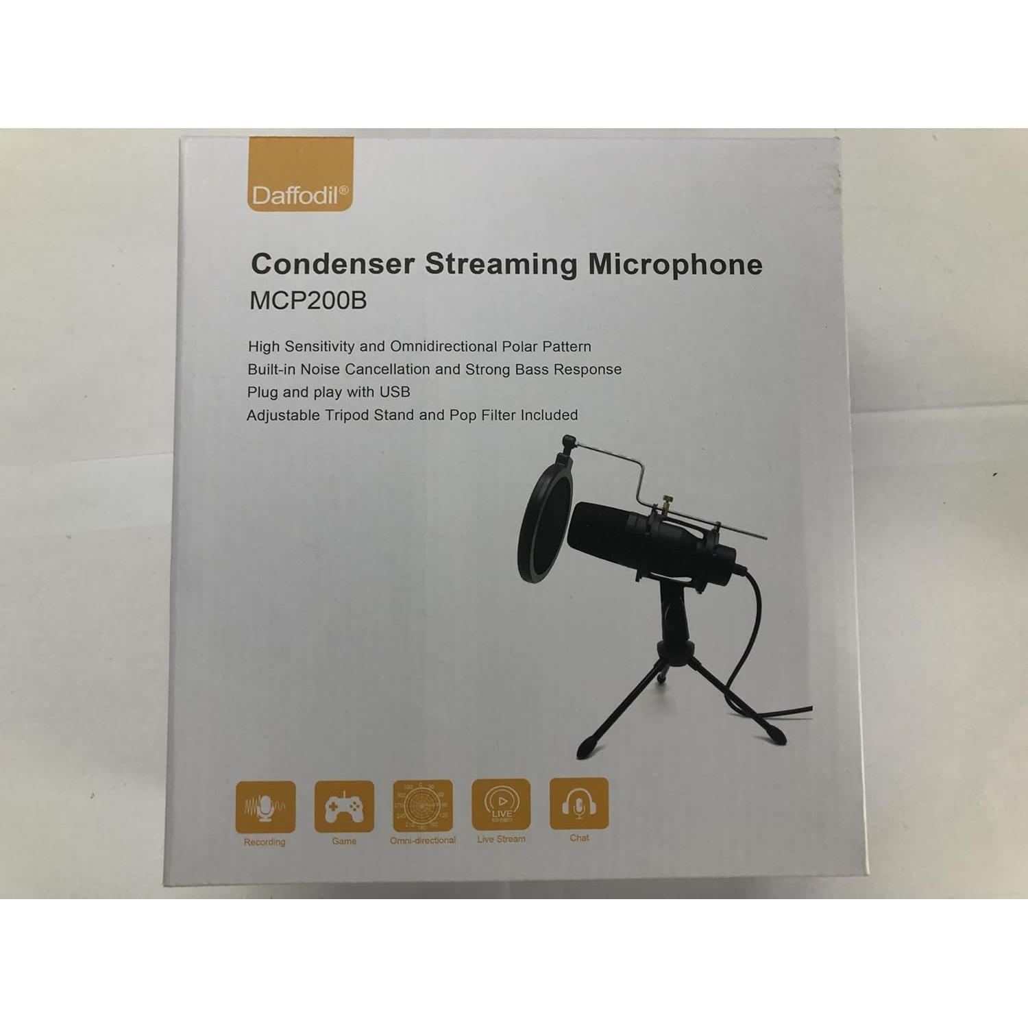 Micrófono de Condensador USB Daffodil MCP200 - Omnidireccional con Soporte y Filtro Antipop