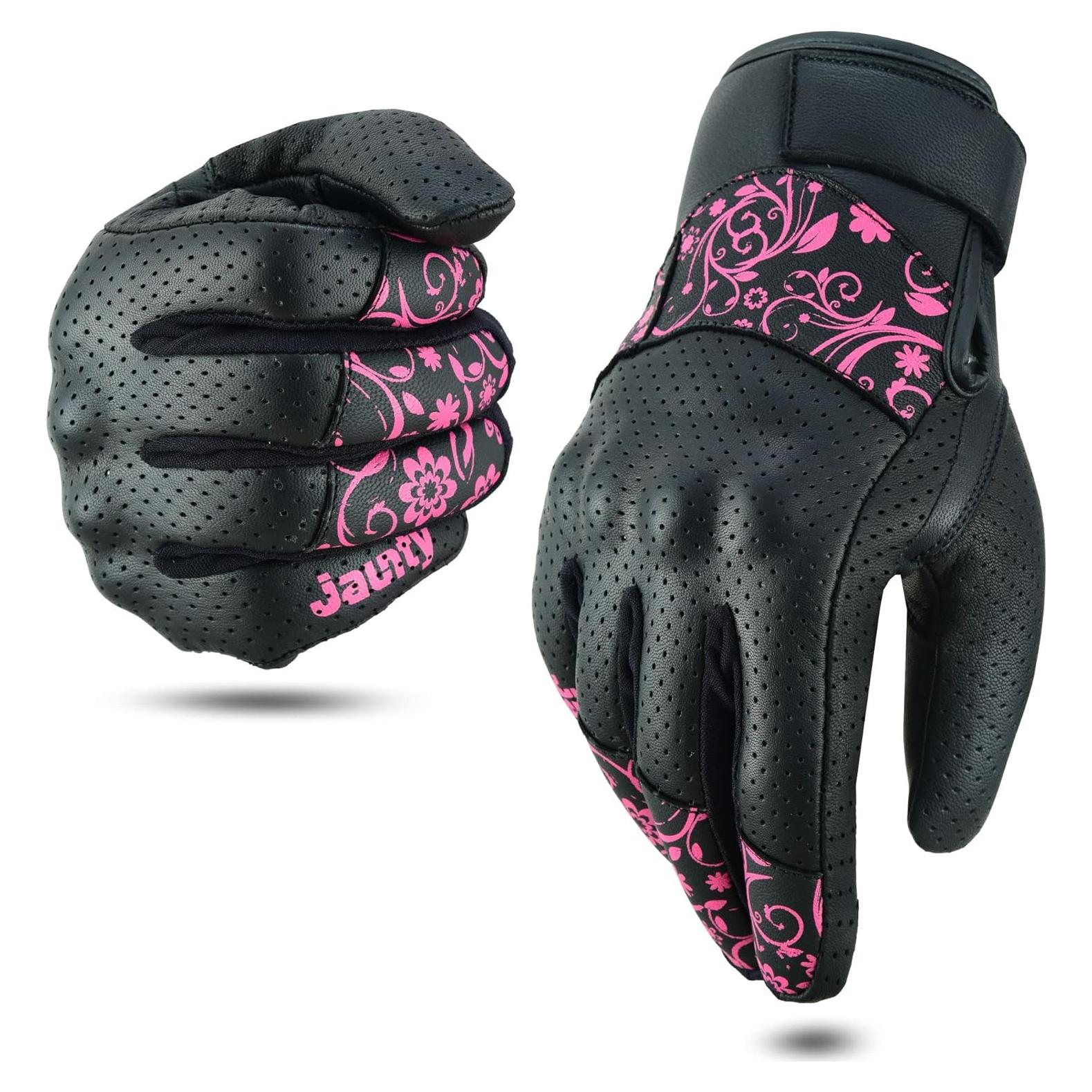Guantes de Motocicleta Jaunty para Damas Rosa Mediano Cuero