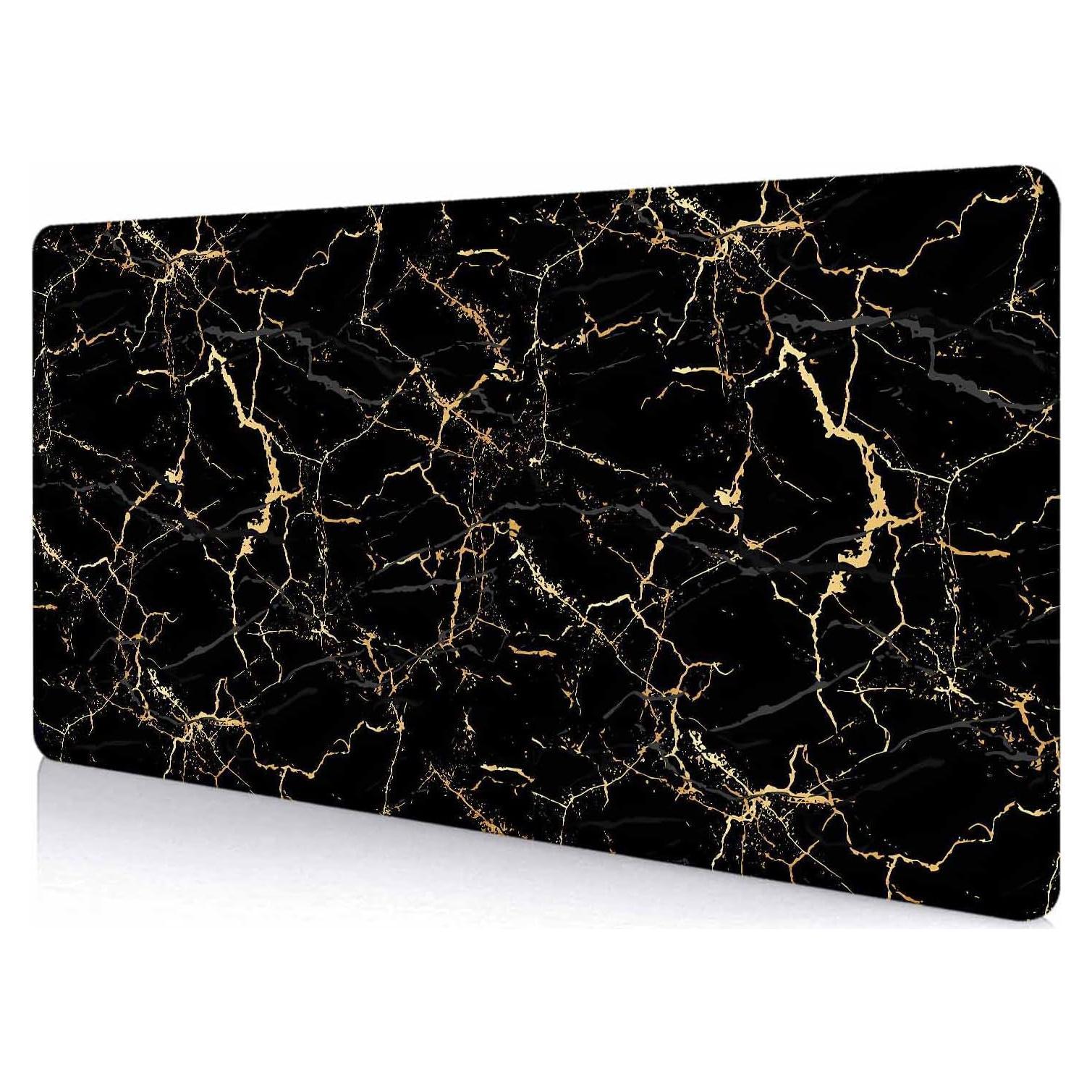 Alfombrilla de Escritorio IMAYONDIA Mármol Negro y Dorado 800x400mm