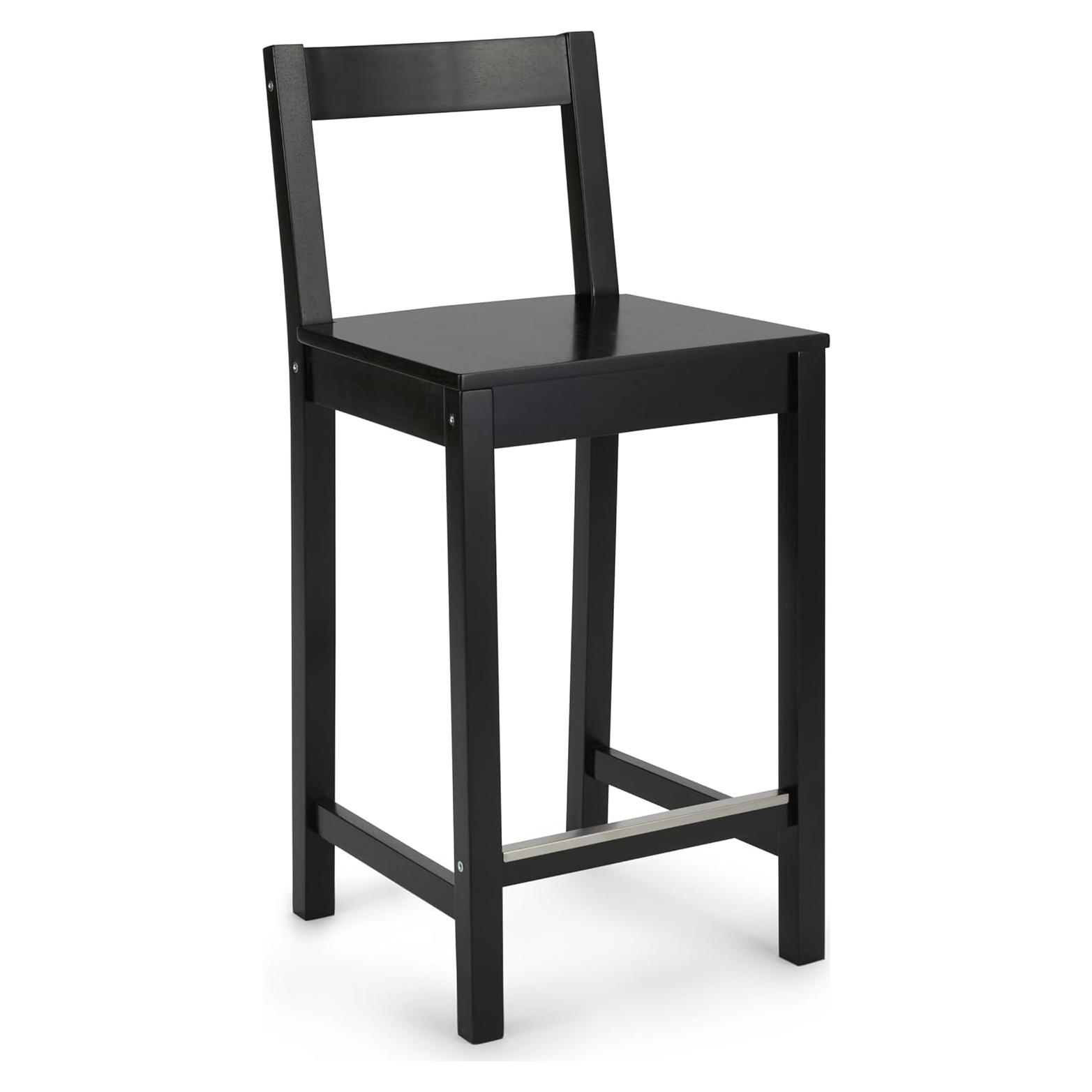 Taburete de Madera Amazon Basics con Respaldo Negro 60.96 cm