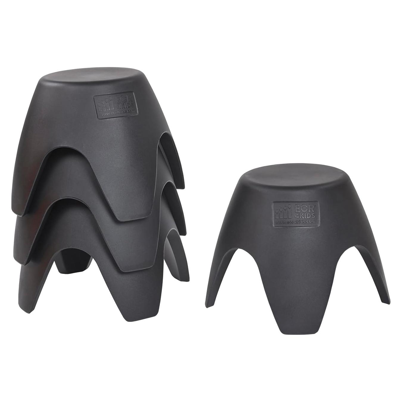 Conjunto de 4 Taburetes Ayana ECR4Kids, Asientos Flexibles, Negro