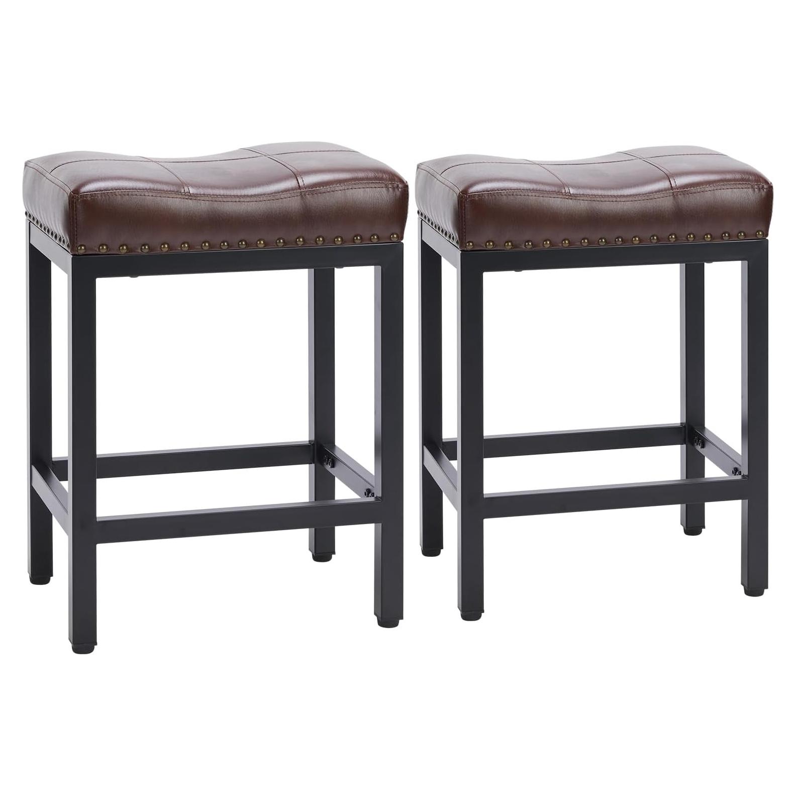 Conjunto de 2 Taburetes de Bar Sweetcrispy 61 cm Cuero PU