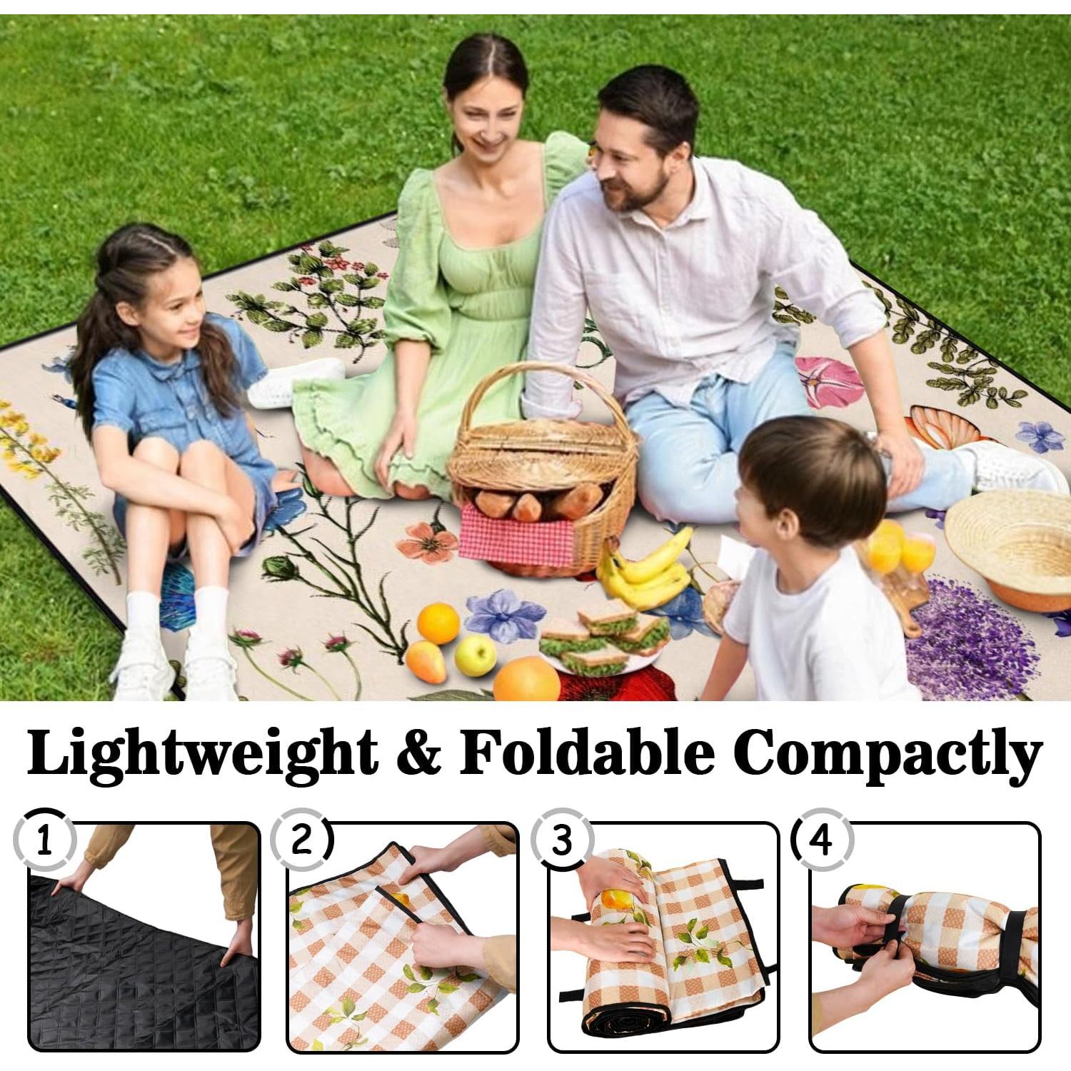 Manta de Picnic Impermeable QDJGSDDGM 2.03m x 2.03m Floral