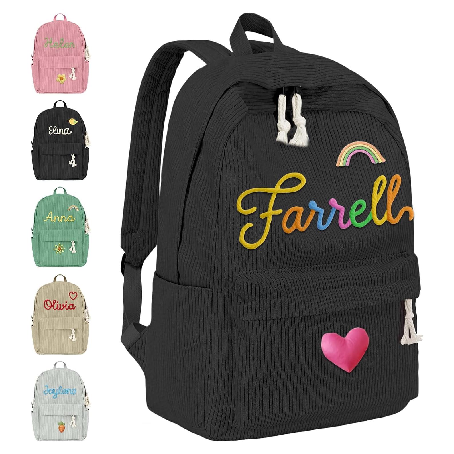 Mochila Personalizada Negra Corduroy 15L para Niños y Adultos