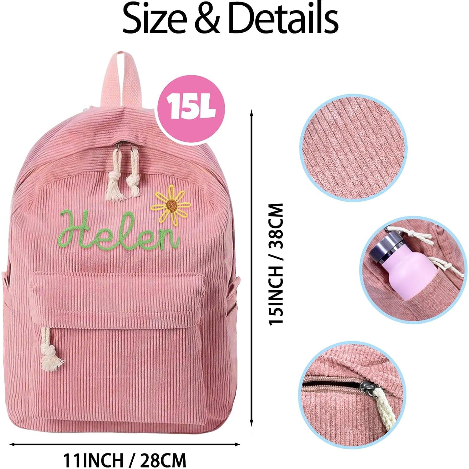 Mochila Personalizada Negra Corduroy 15L para Niños y Adultos