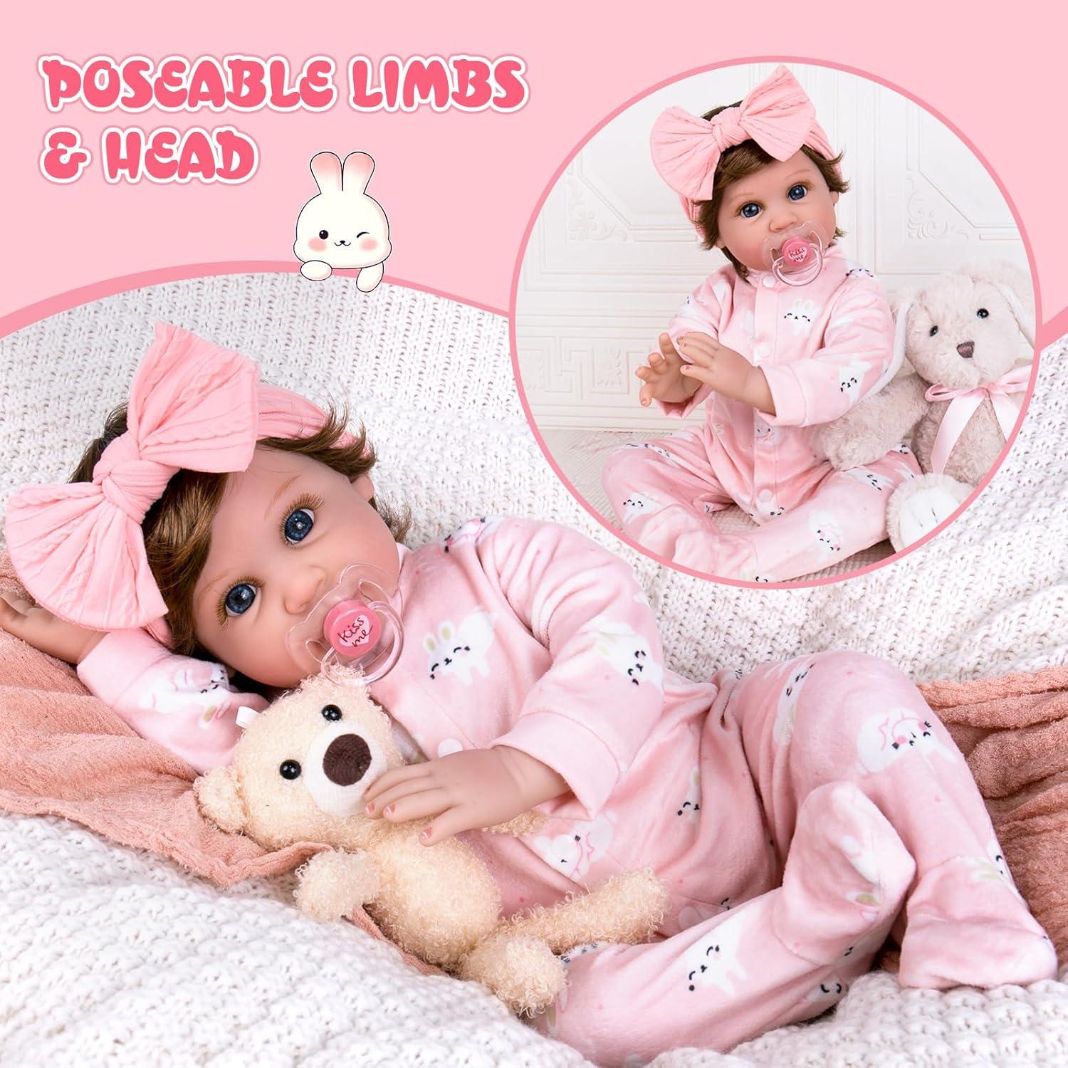 Muñeca Reborn Aori 55.88 cm Realista para Niñas 3+