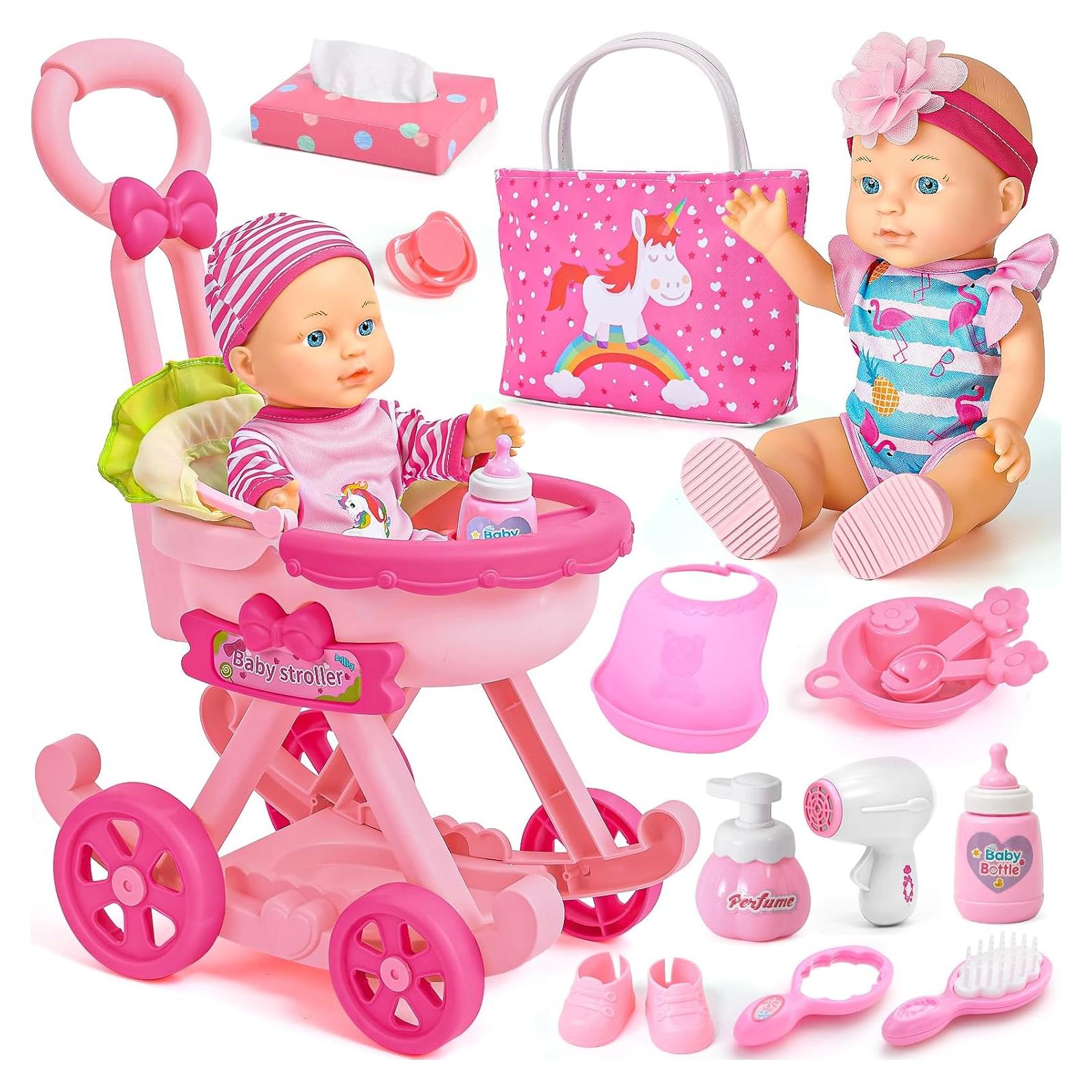 Conjunto Cochecito Muñeca Golray 17 Piezas 30,48 cm