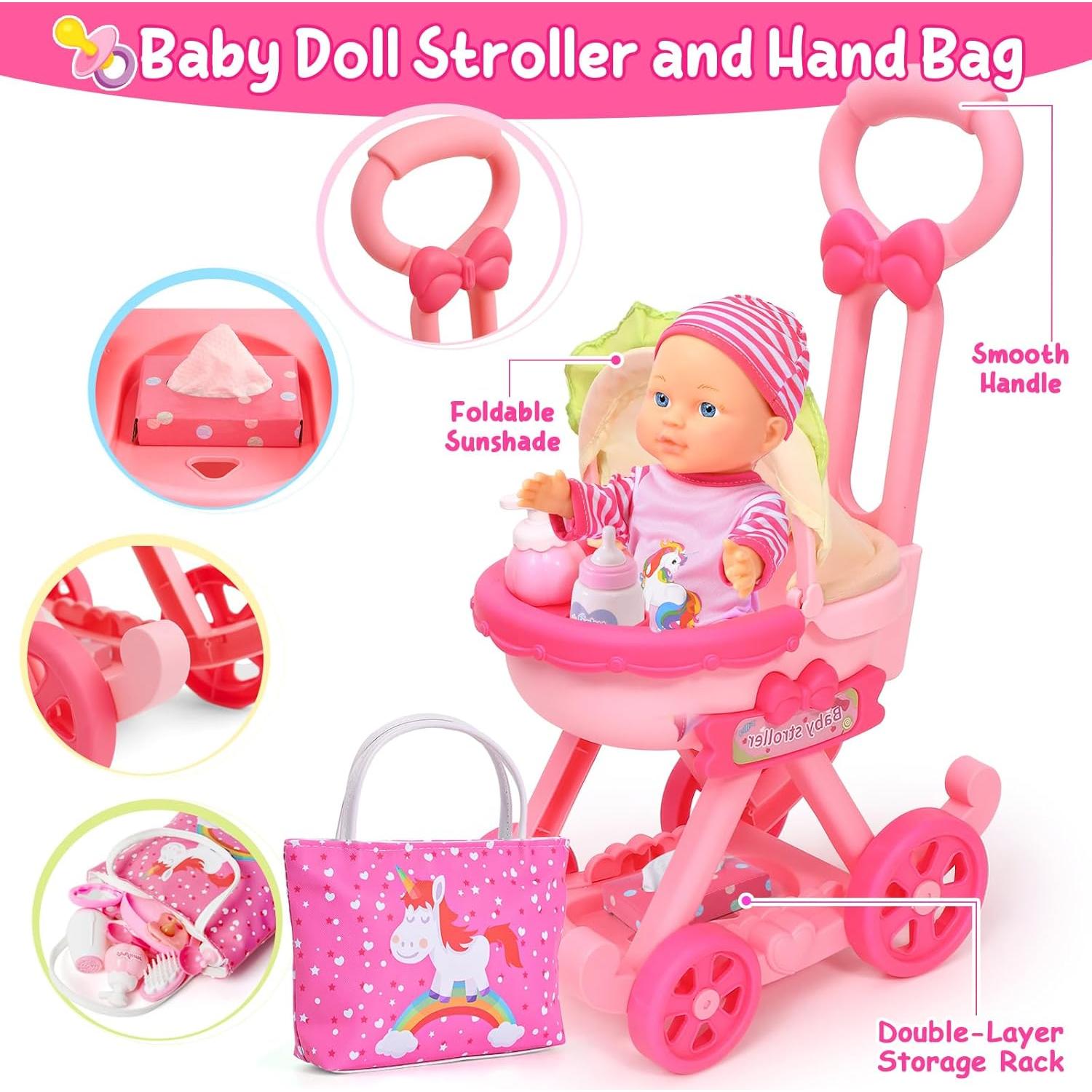 Conjunto Cochecito Muñeca Golray 17 Piezas 30,48 cm