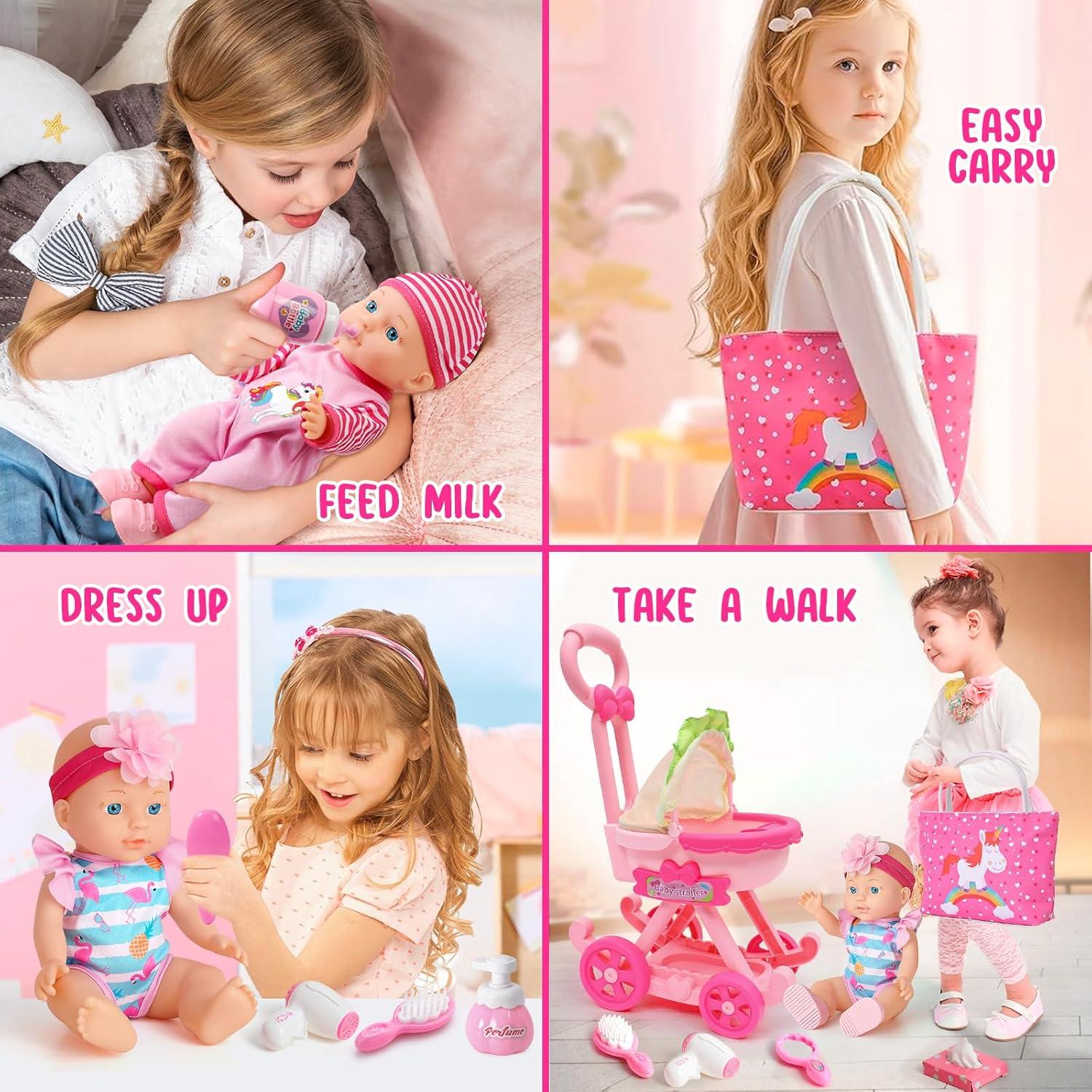 Conjunto Cochecito Muñeca Golray 17 Piezas 30,48 cm