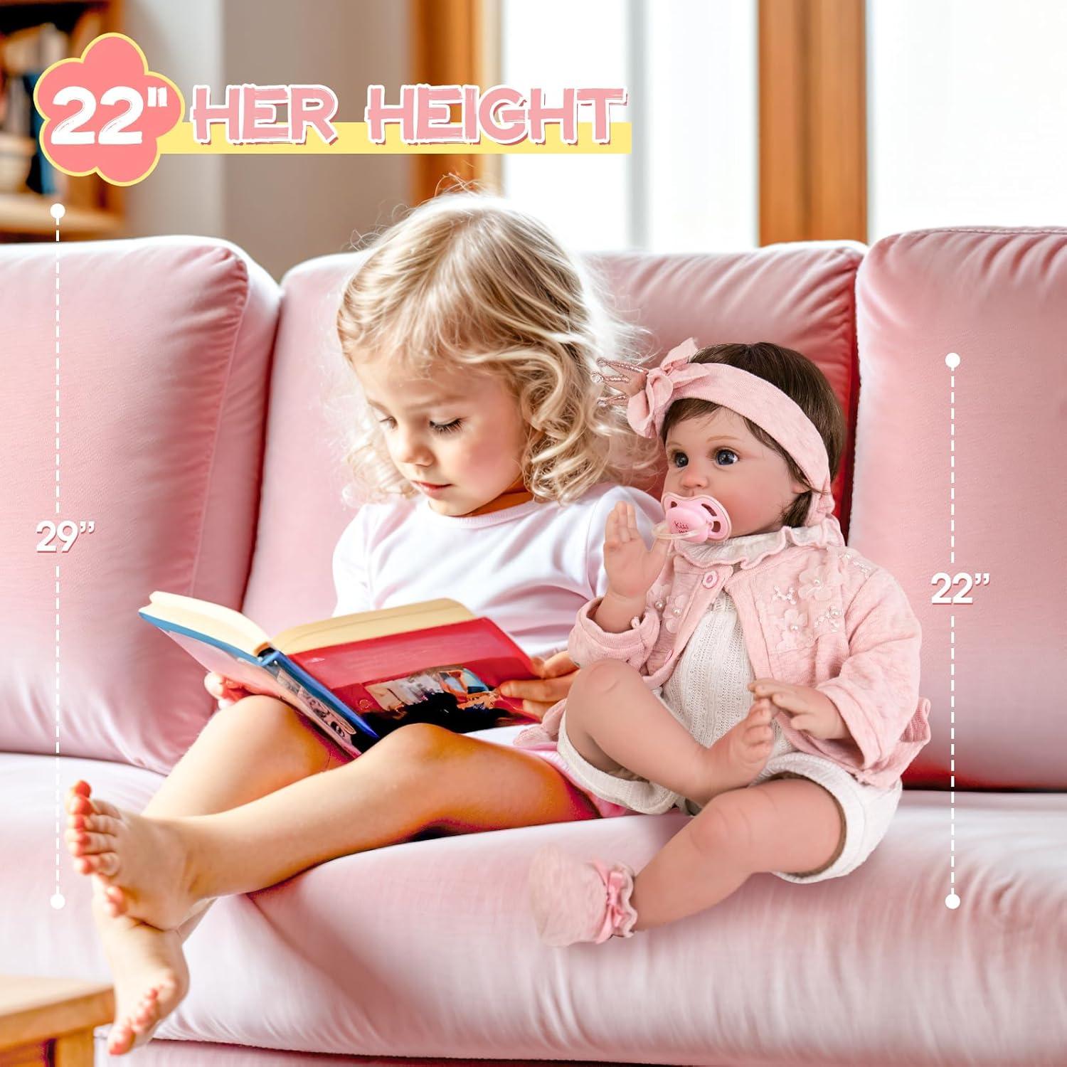 Muñeca Aori Reborn 55 cm Realista con Accesorios