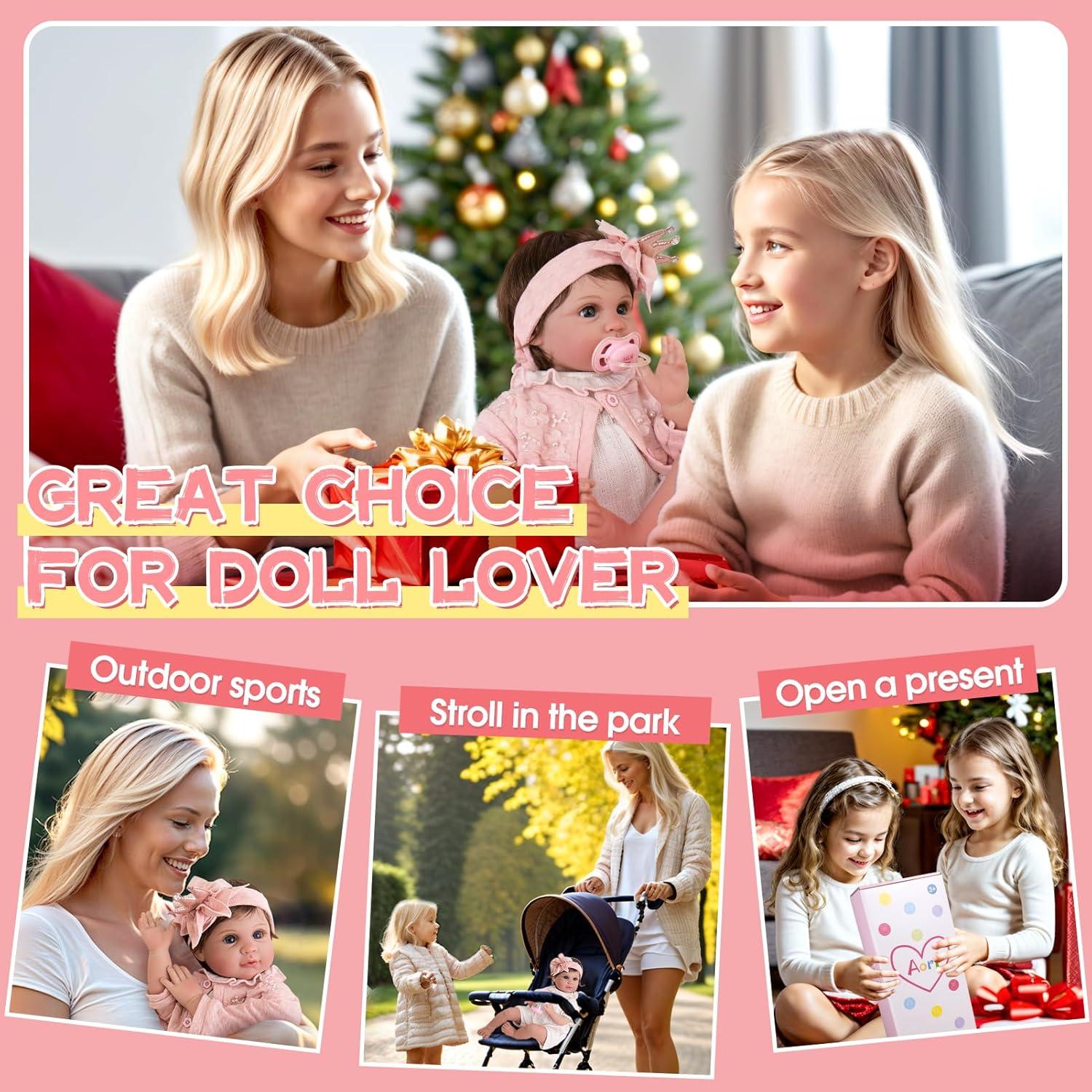 Muñeca Aori Reborn 55 cm Realista con Accesorios