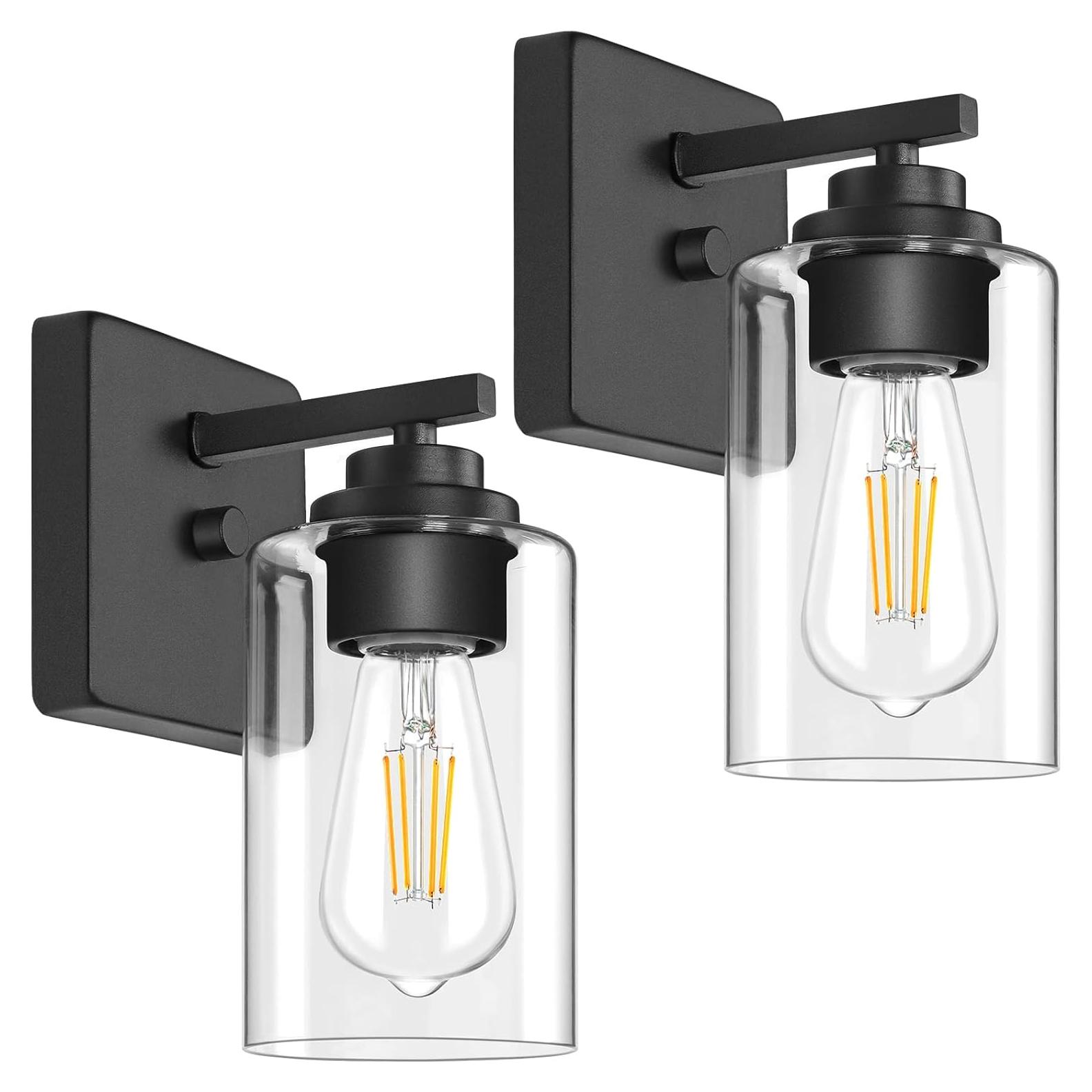 Juego de 2 Apliques de Pared Modernos VerRon Negro Mate