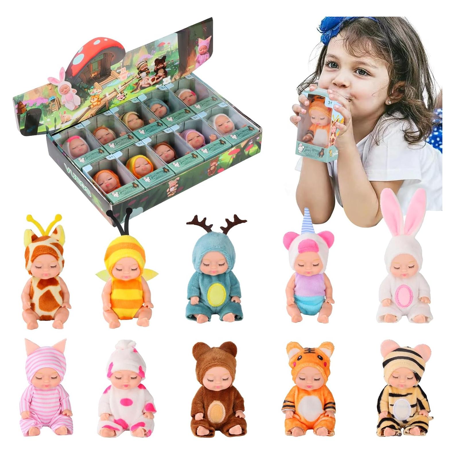 Juego de 10 Muñecas Bebé Reborn Mini 11 cm con Ropa Variada