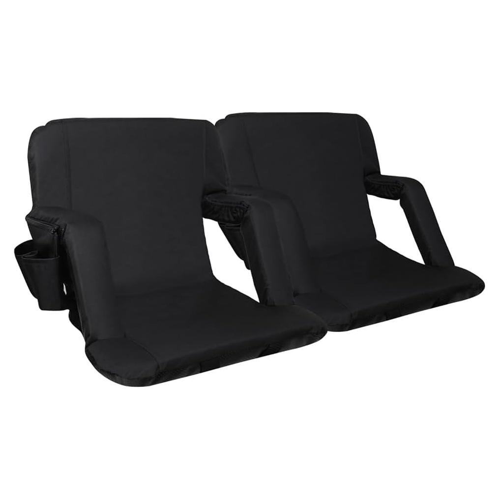 Asientos de Estadio Plegables Summates con Respaldo Ajustable - Paquete de 2, Negro