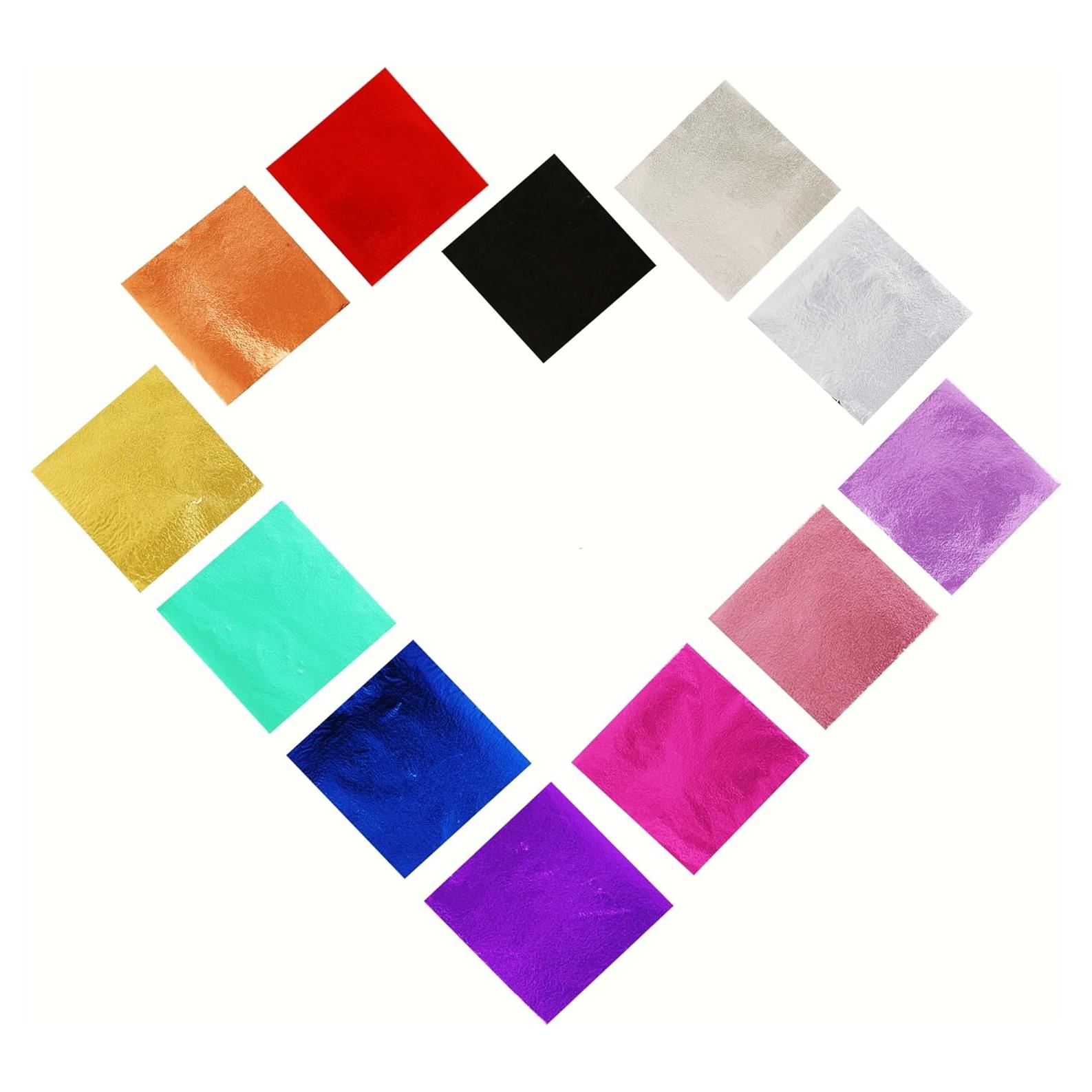 Hojas de Oro KINNO 12 Colores 120 Hojas 8x8.5 cm para Manualidades