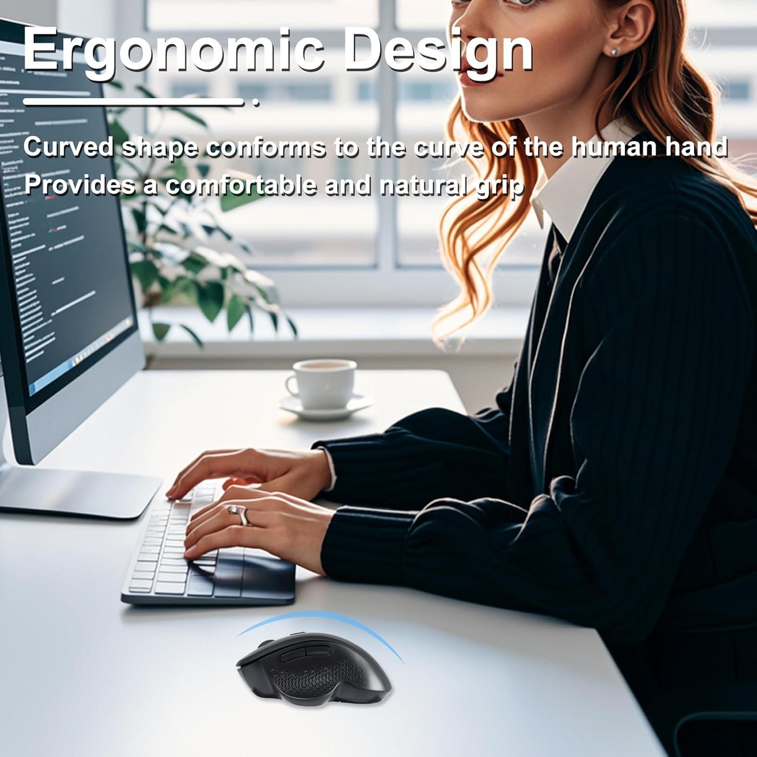 Ratón Vertical Inalámbrico Ergonómico CHUYI Negro 3 DPI Ajustables