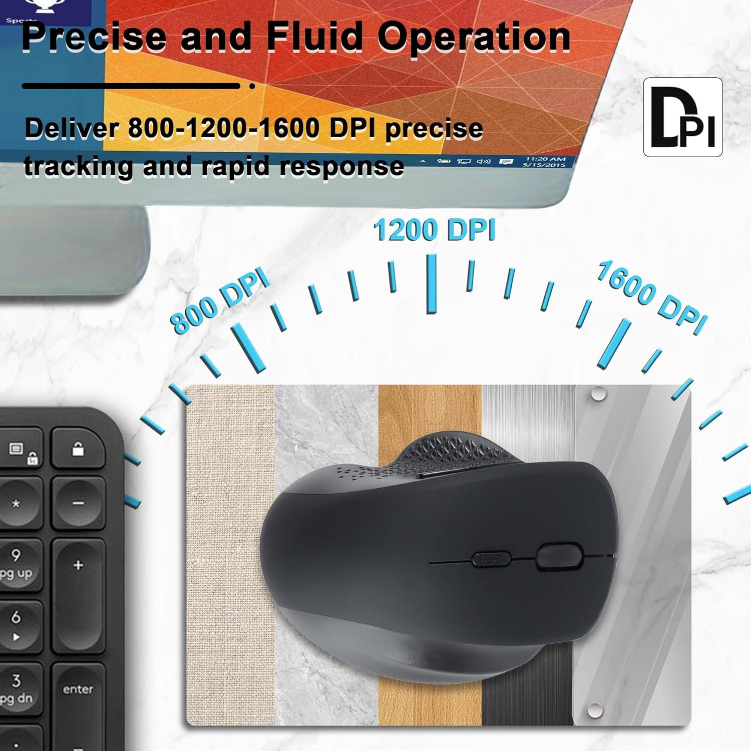 Ratón Vertical Inalámbrico Ergonómico CHUYI Negro 3 DPI Ajustables