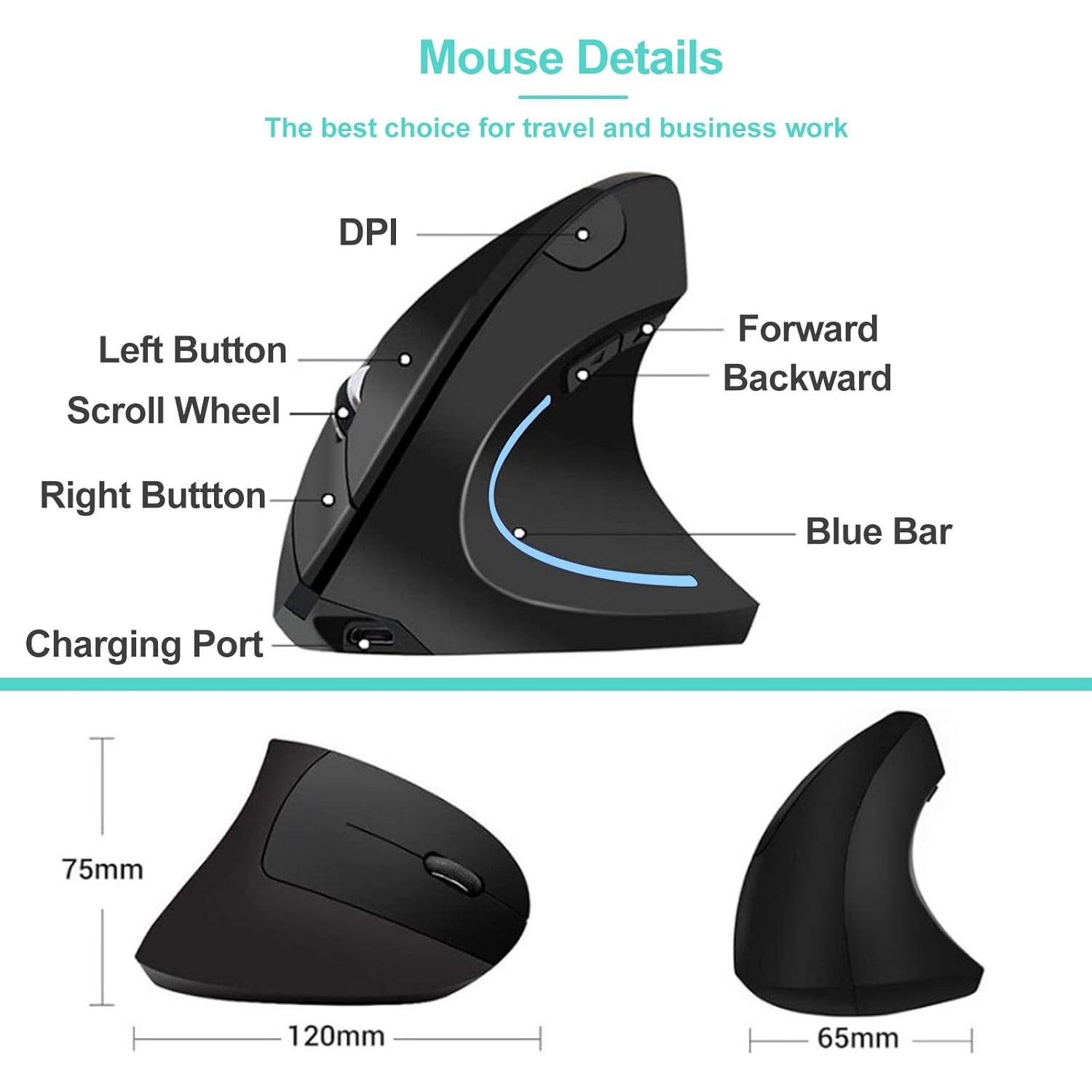 Ratón Ergonómico Inalámbrico LWGDP Neises-M101 1600 DPI