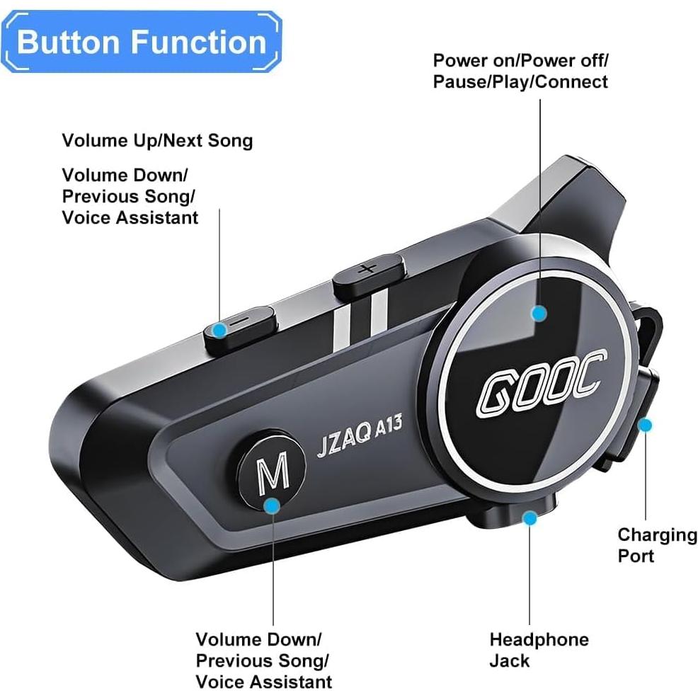 Auriculares Bluetooth JZAQ A13 para Motocicleta 180h Batería