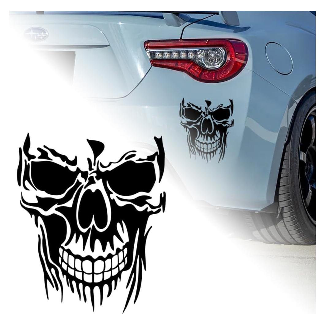 Calcomanías de Coche Calavera W-POWER 28 x 23 cm Negro