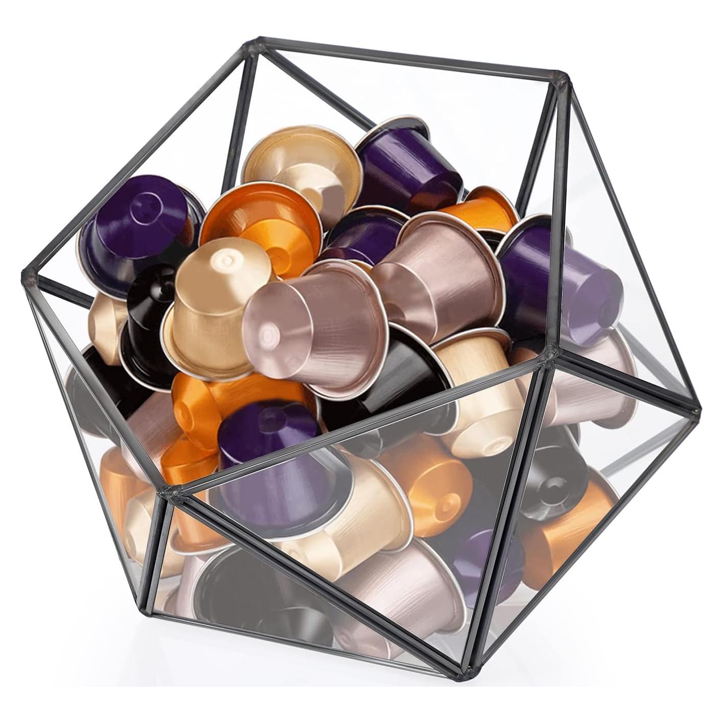 Soporte de Cápsulas de Café ELLDOO de Vidrio Negro 21x18x18 cm