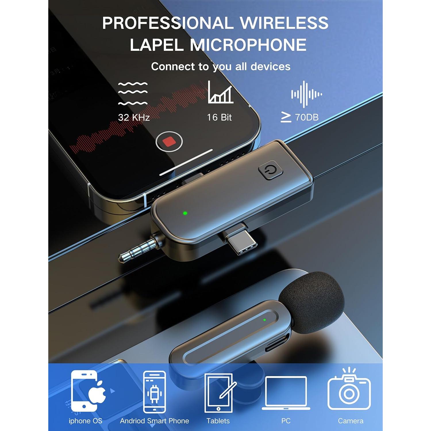 Mini Micrófono Inalámbrico Lavalier Anewbig USB-C para iPhone y Android