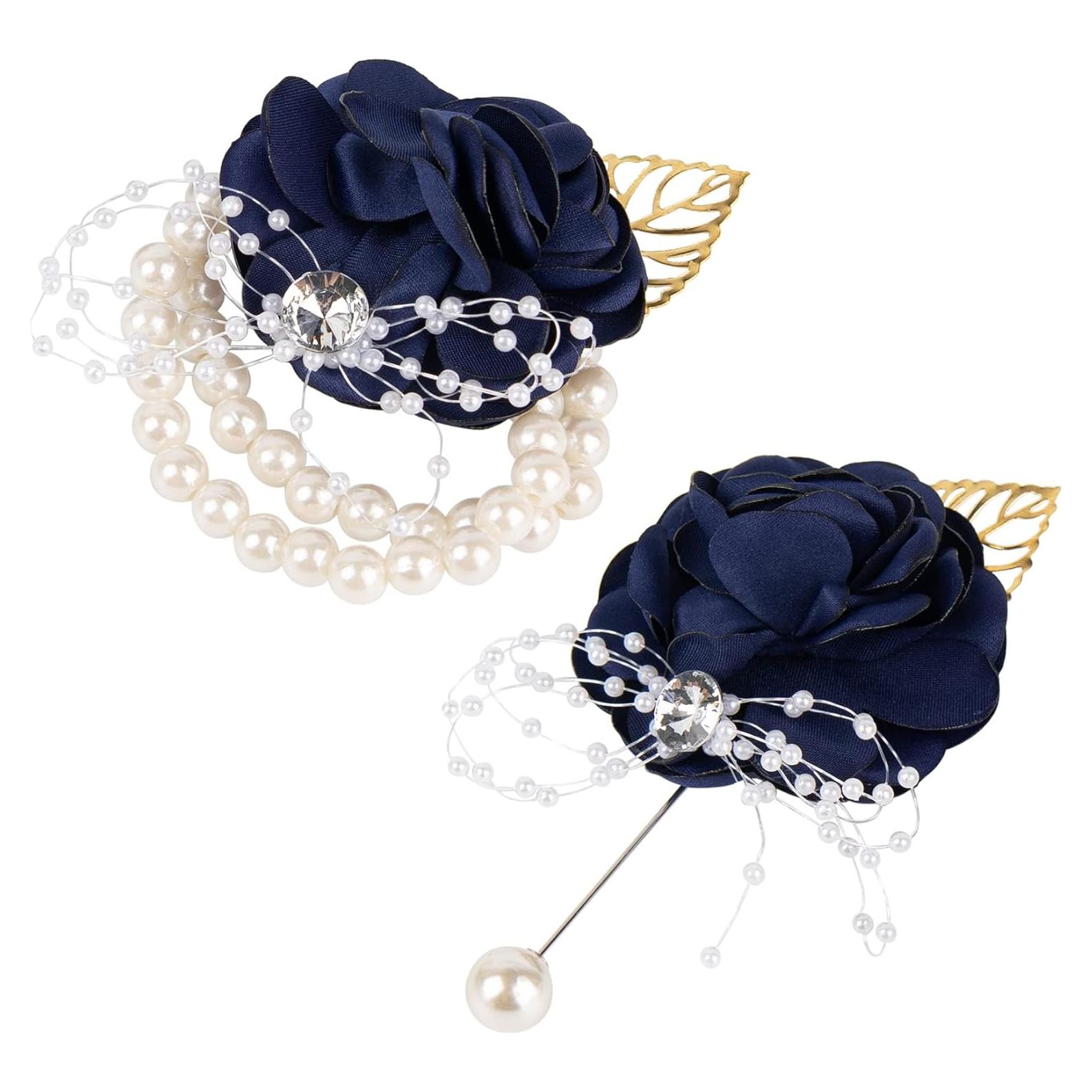 Coronas de Muñeca AUEAR 2 Pcs Azul Oscuro para Bodas y Fiestas