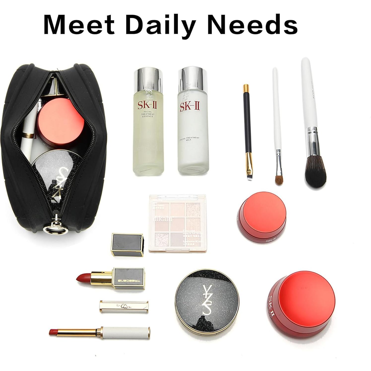 Bolsa de Maquillaje de Silicona Negra Organizador de Viaje