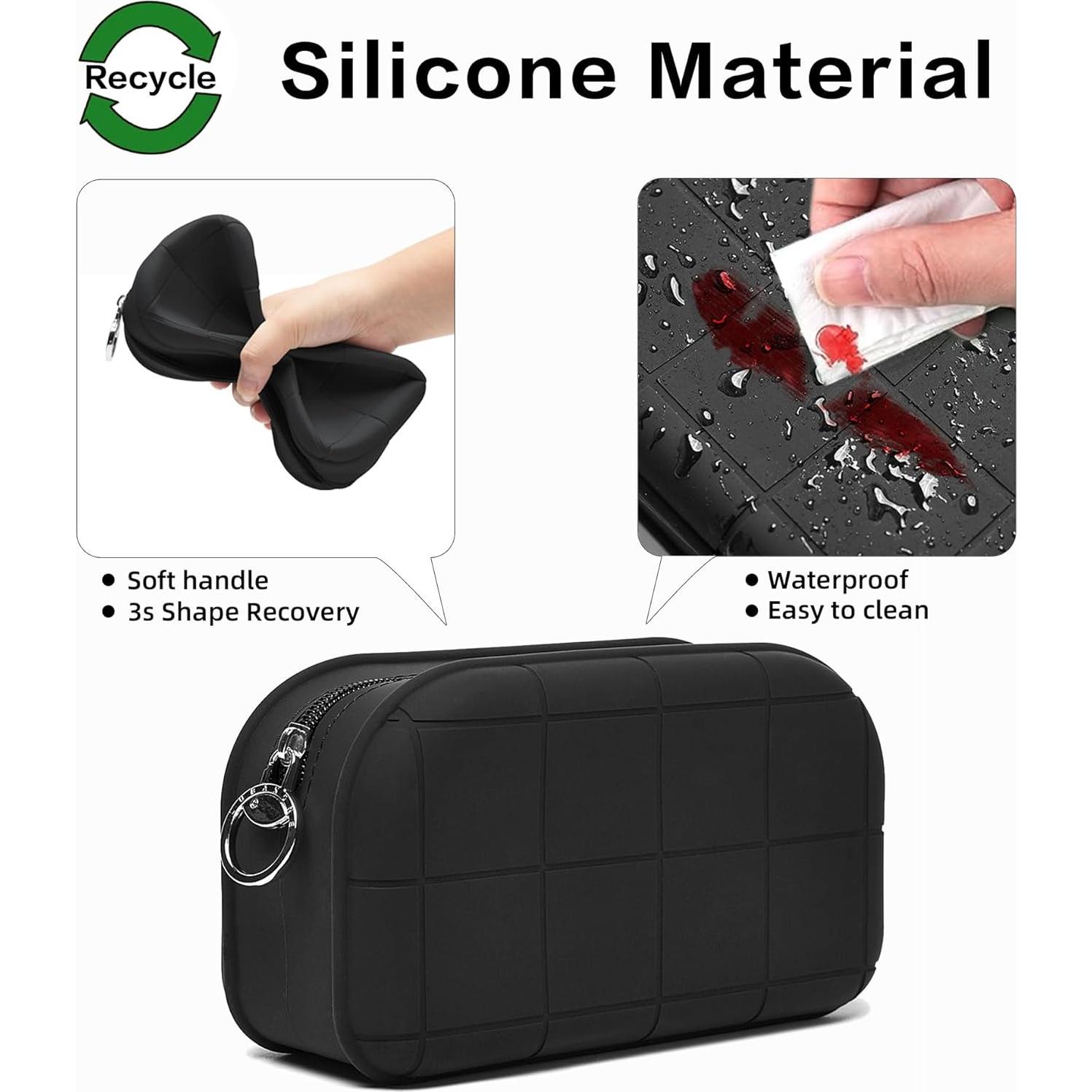 Bolsa de Maquillaje de Silicona Negra Organizador de Viaje