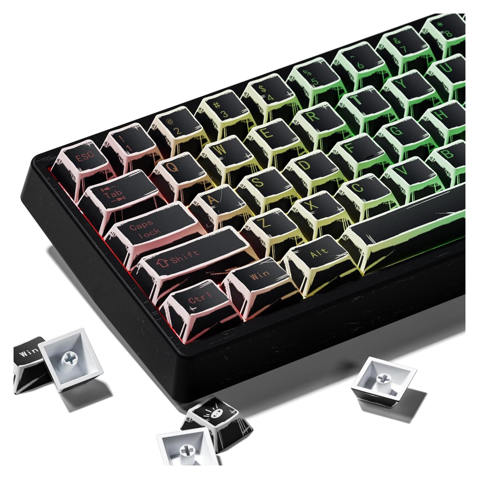 Conjunto de Teclas PBT Translúcidas Negras GMKWTL 134 Teclas