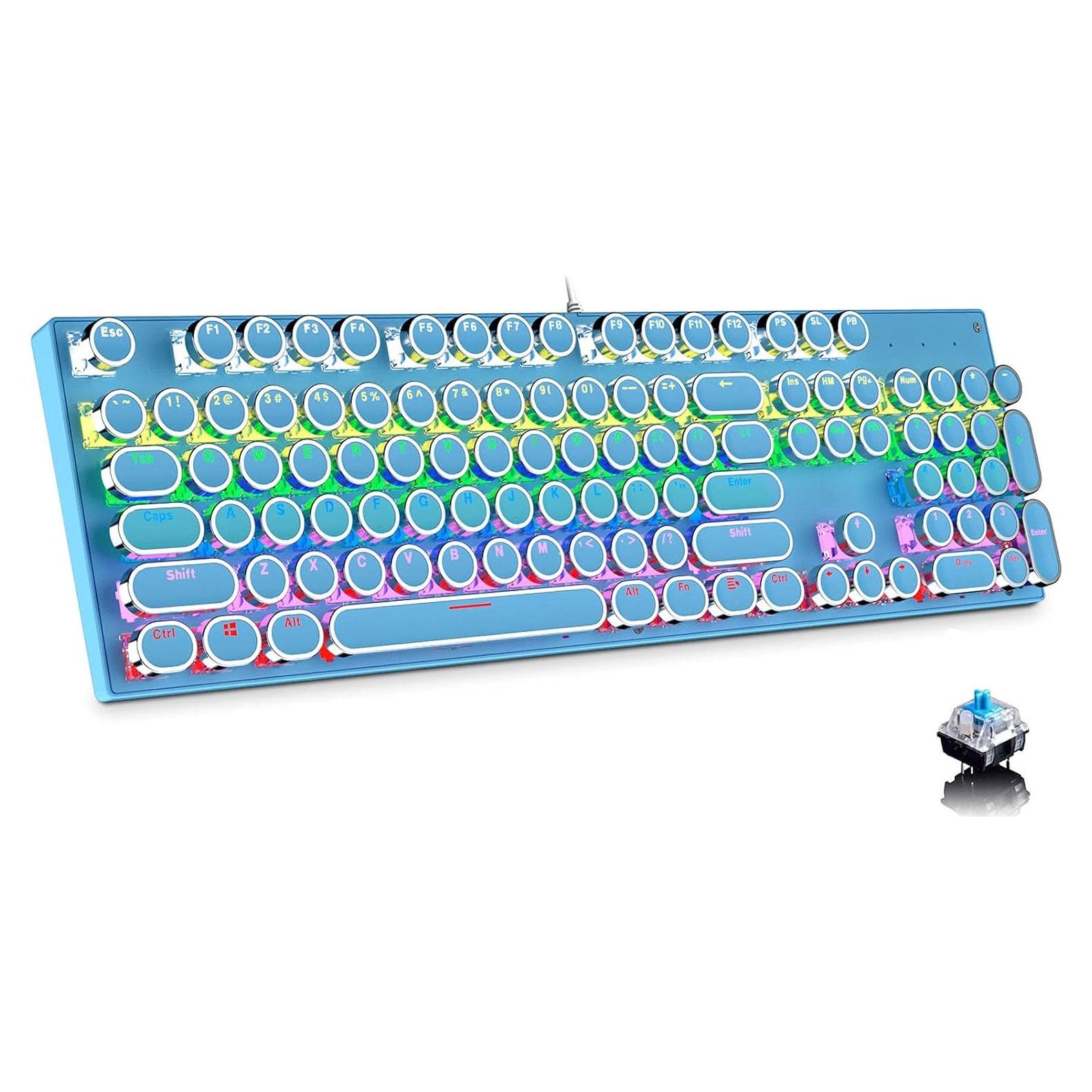 Teclado Mecánico Retro Punk Ltvystore 104 Teclas Azul RGB