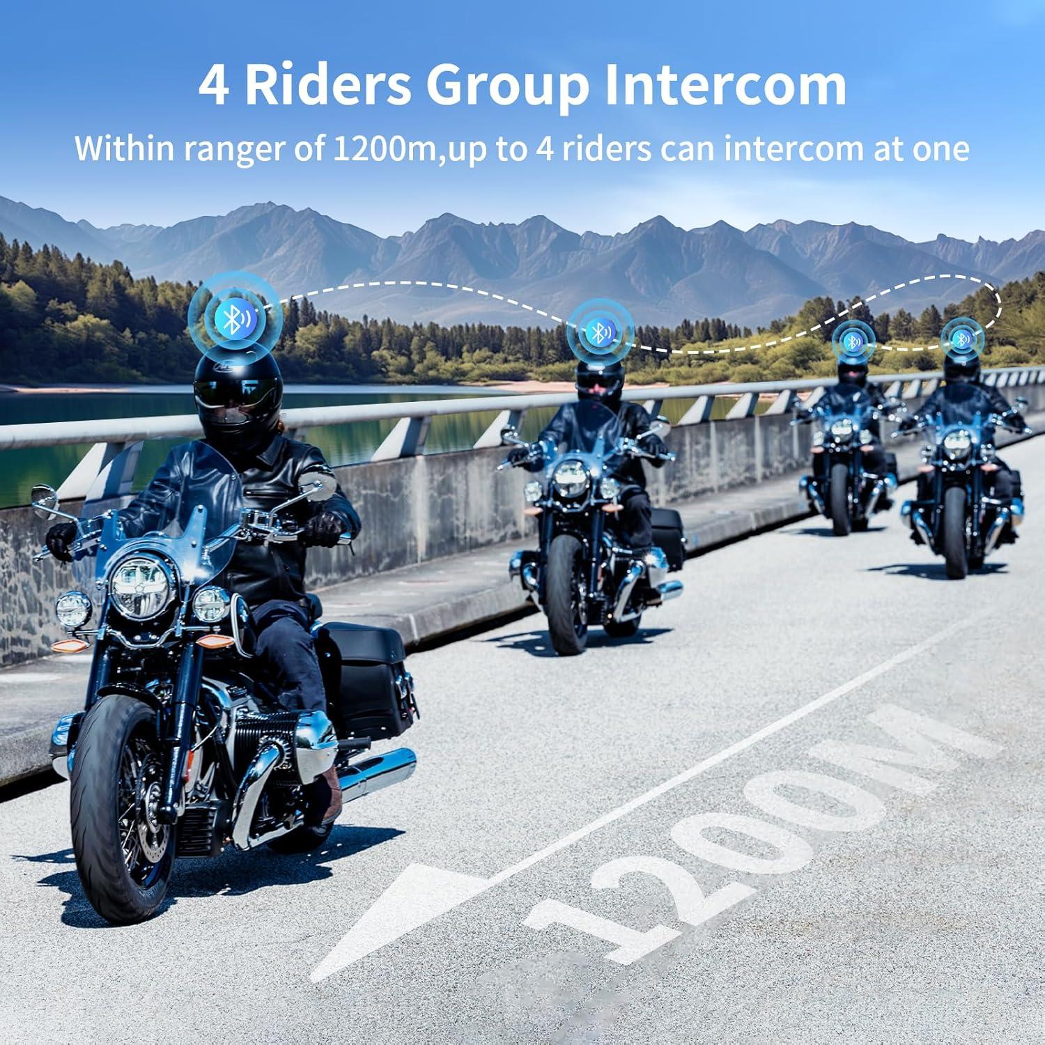 Intercomunicador Bluetooth Fodsports FX4 Pro 1200m 4 Riders