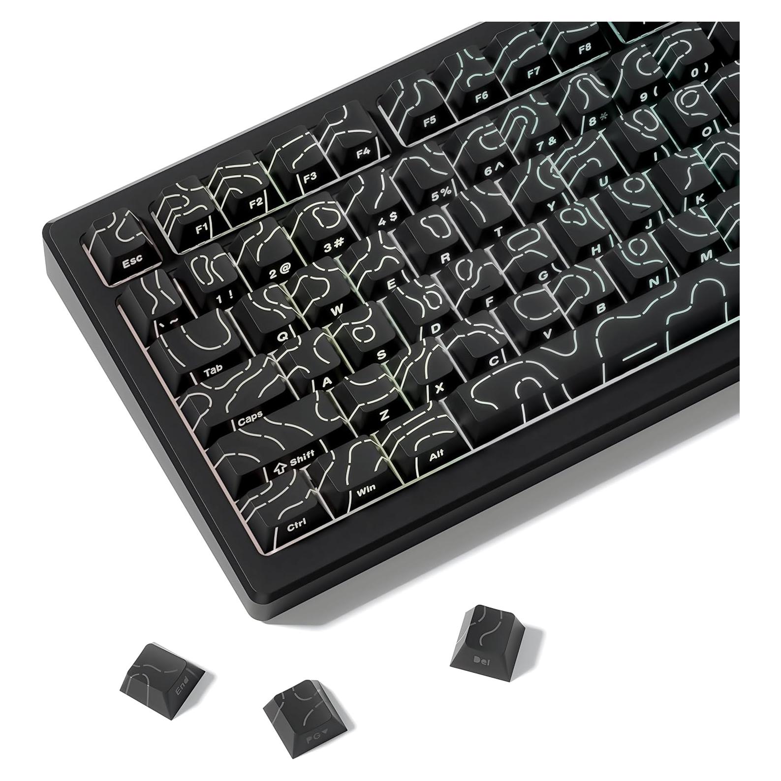 Juego de Teclas Mecánicas Dagaladoo Topográfico Negro 97 Teclas