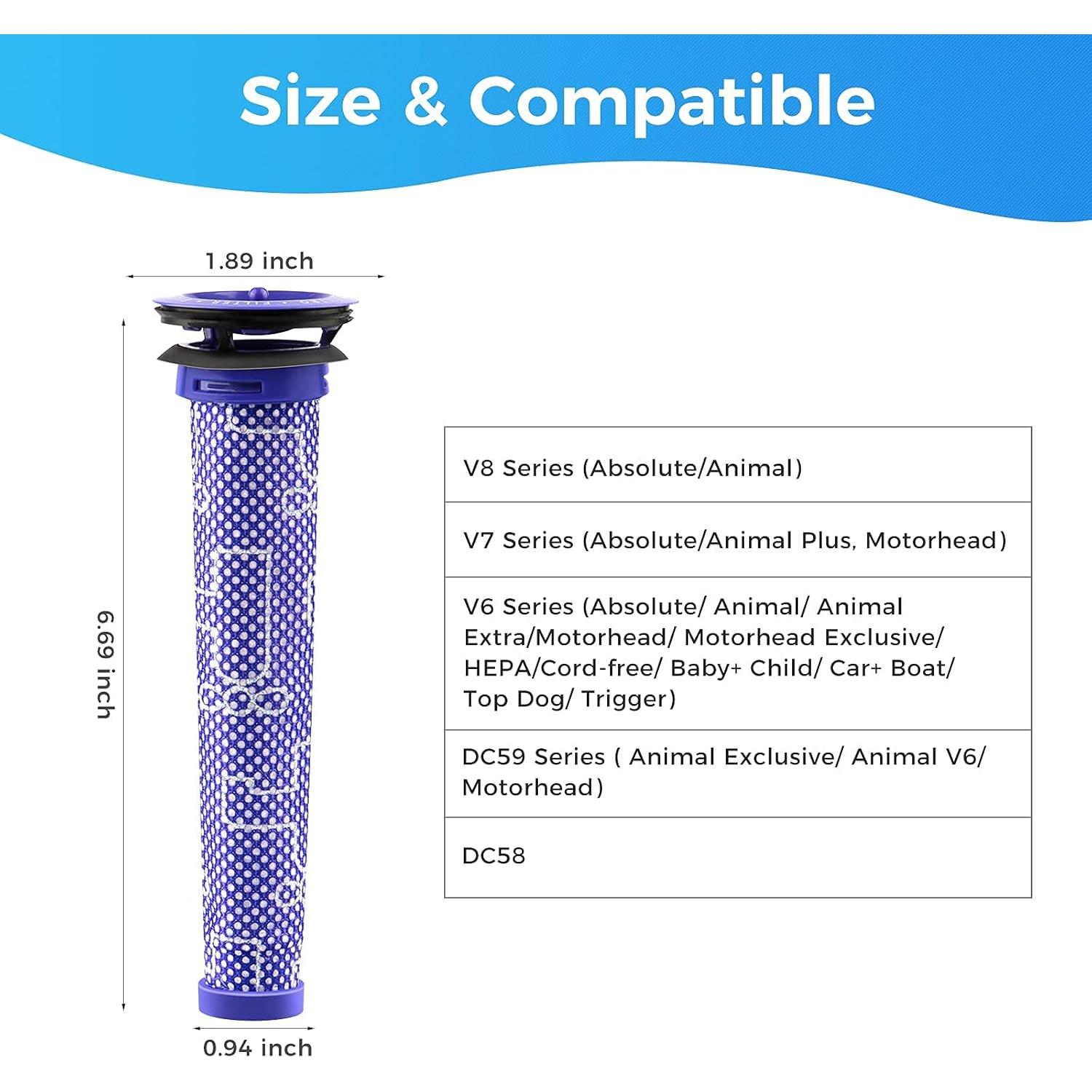 Paquete de 2 Filtros Pre Reemplazo Whekeosh para Dyson V6 V7 V8