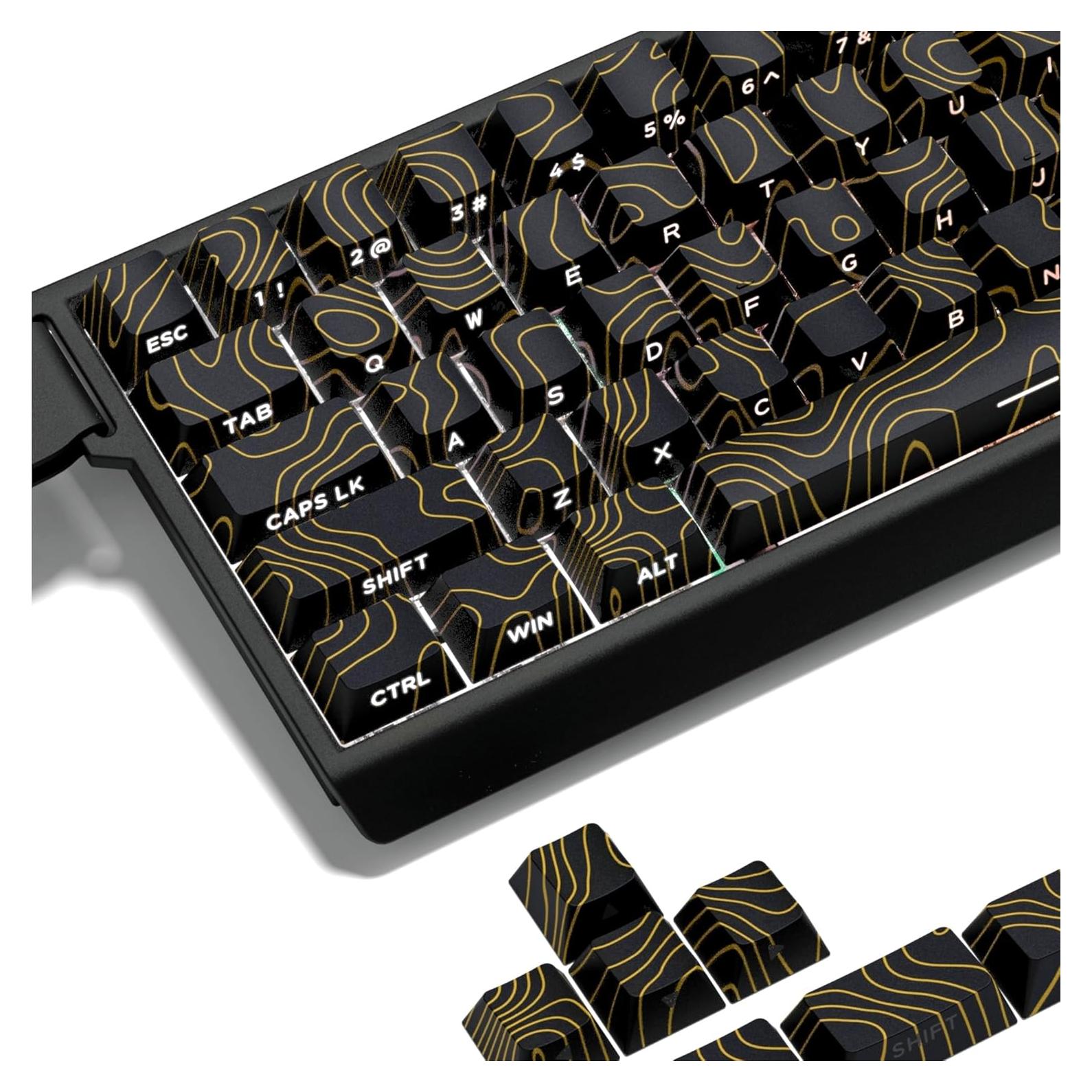 Set de Teclas Dagaladoo PBT Topográfico Negro 136 Teclas