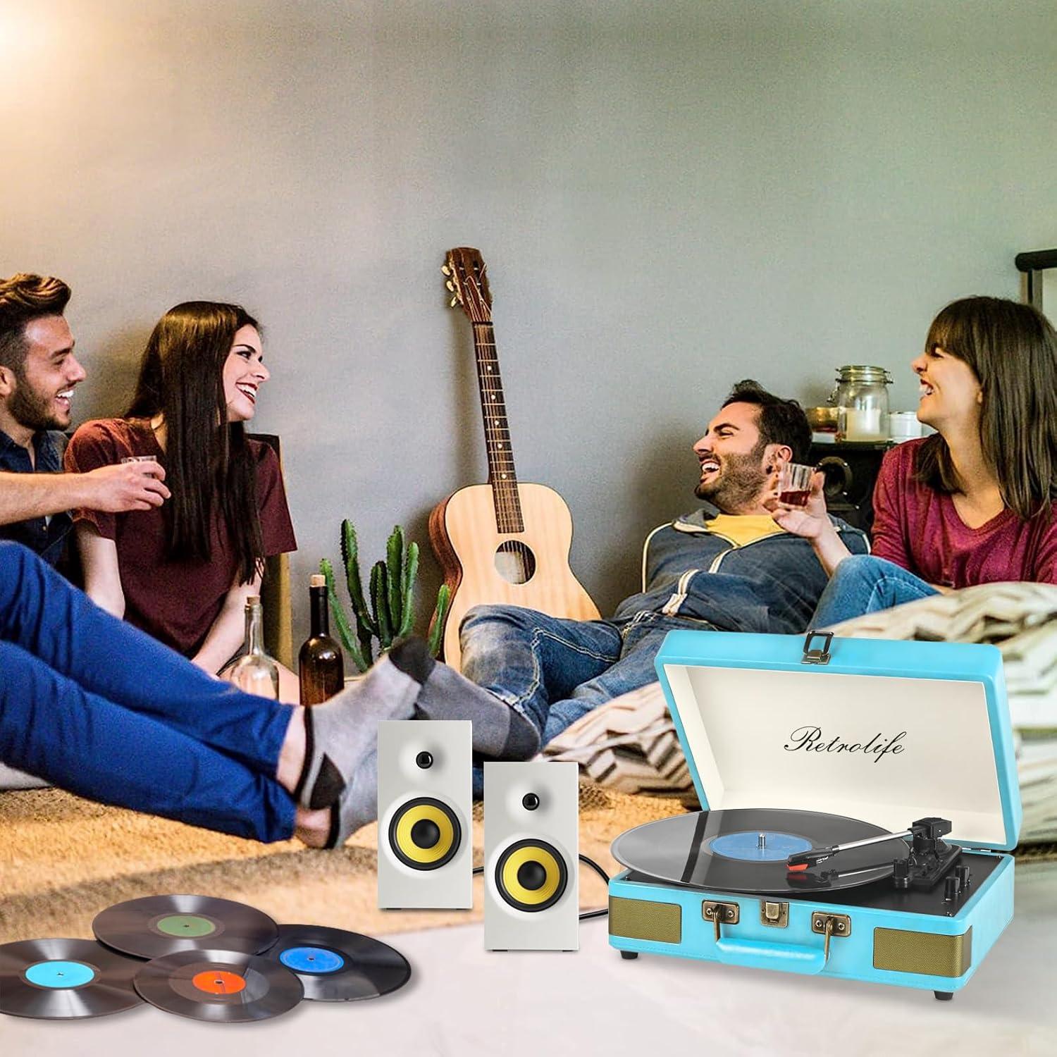 Reproductor de Vinilo Portátil Retrolife R610 Bluetooth 3 Velocidades